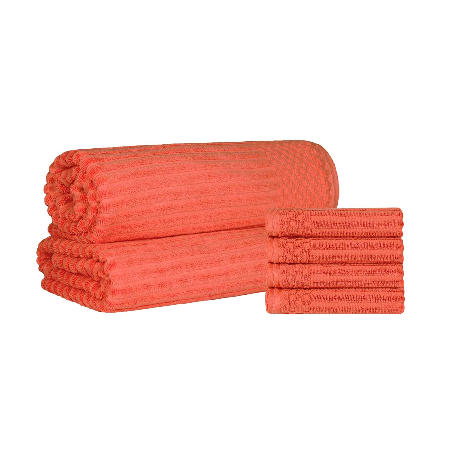 Premium Soho Ribbed Textured Cotton Hand Towels & Bath Sheets Set - Ultra Absorbent, Soft & Quick-Drying - Perfect for Bathroom, Spa, Gym & Guest Use