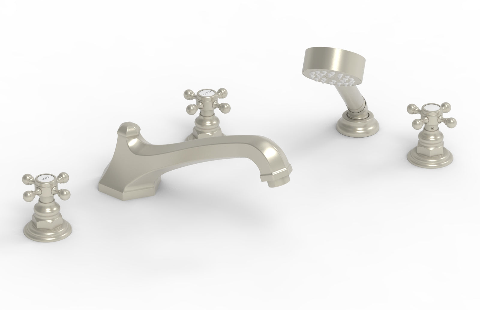 HEX TRADITIONAL Deck Mounted Bathtub Set with Hand Shower - 500 48 - Perfect for Bathroom Renovation & Spa-Like Relaxation at Home