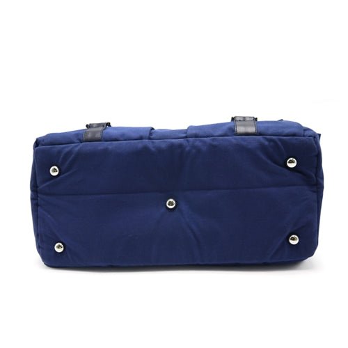 Buckle Tote BB Navy Blue Leather Shoulder Bag - Stylish Women's Handbag for Work, Travel & Everyday Use