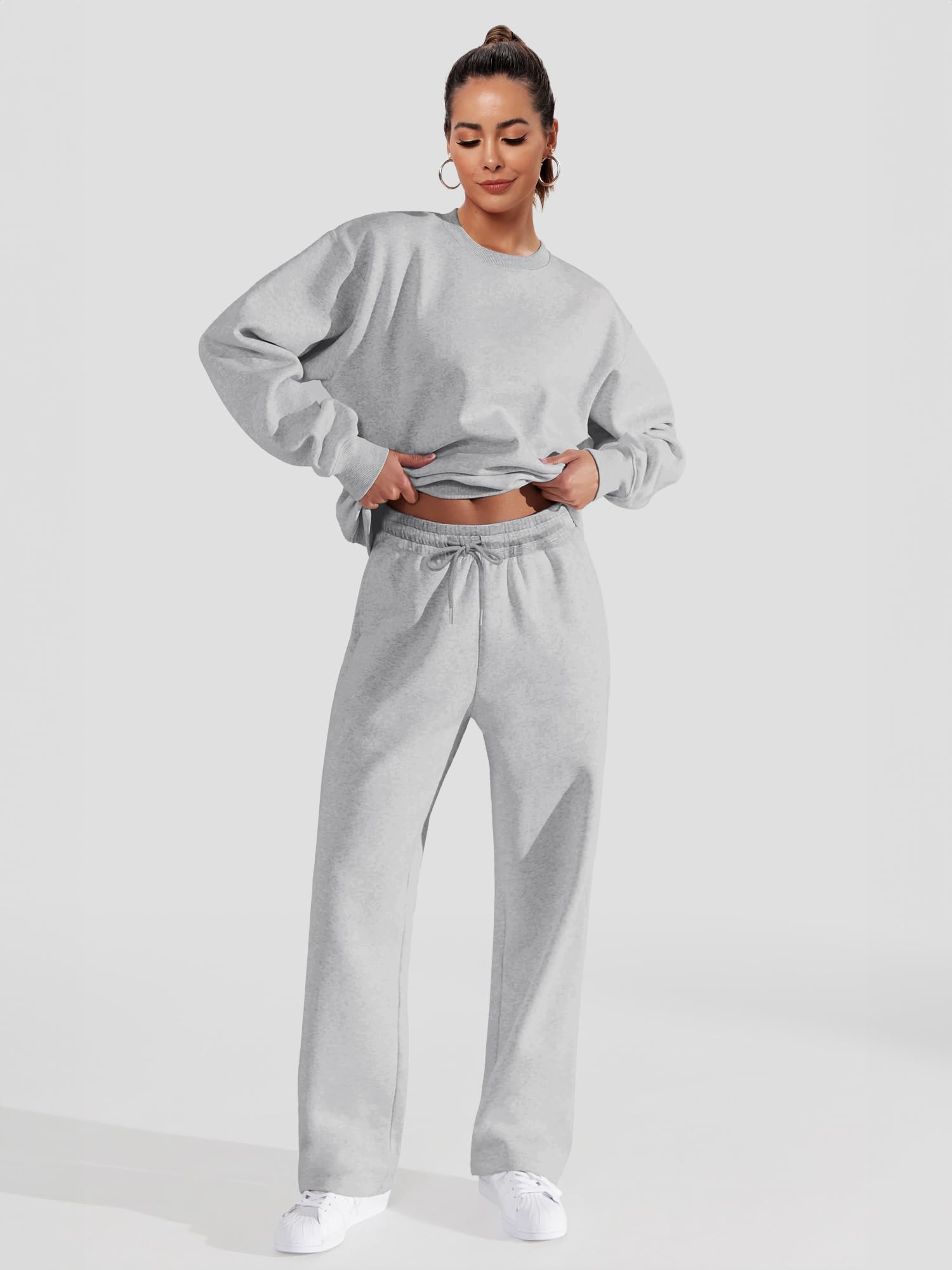 FUPHINE Women's Oversized Two Piece Lounge Set - Loose Pullover & Pants Sweatsuit Outfit for Casual Wear, Home Relaxation & Street Style Fashion