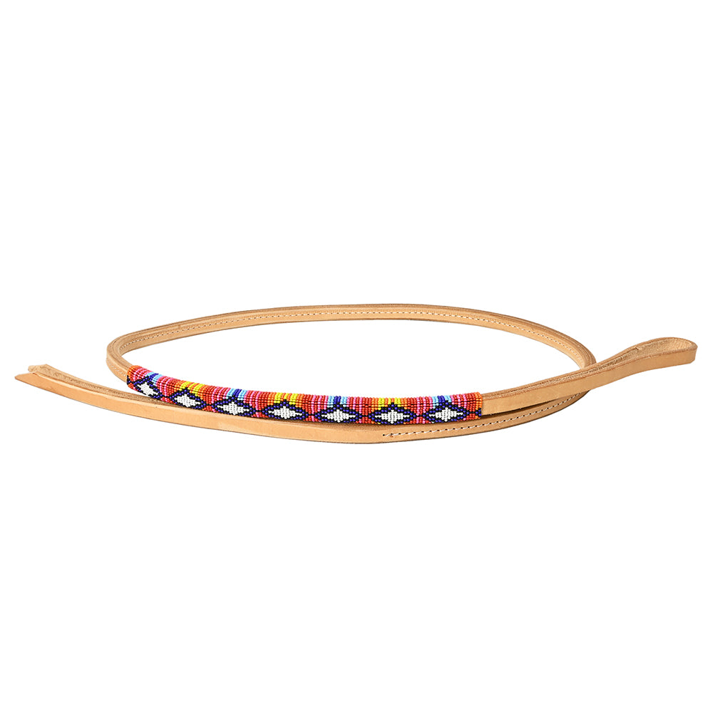 5 Ft Hilason Western Horse Whip - Beautiful Beaded Overlay American Leather Tan - Perfect for Equestrian Training, Rodeo Shows & Cowboy Costume Accessories