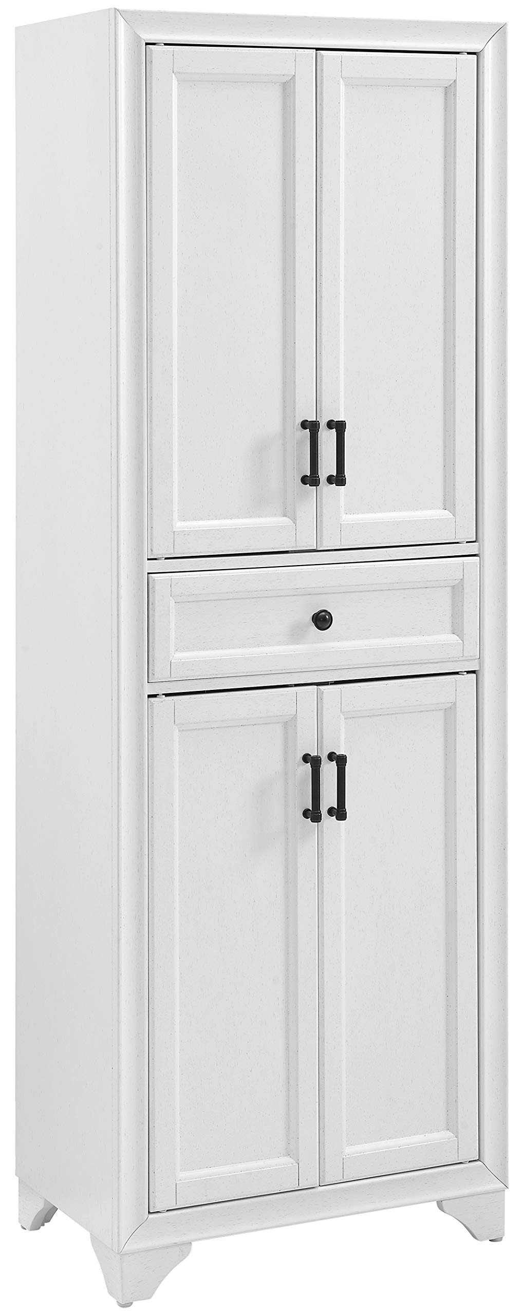 Crosley Furniture Tara Pantry Storage Cabinet with Adjustable Shelves - Distressed White Kitchen, Dining & Laundry Room Organizer - Perfect for Small Space Storage & Home Organization