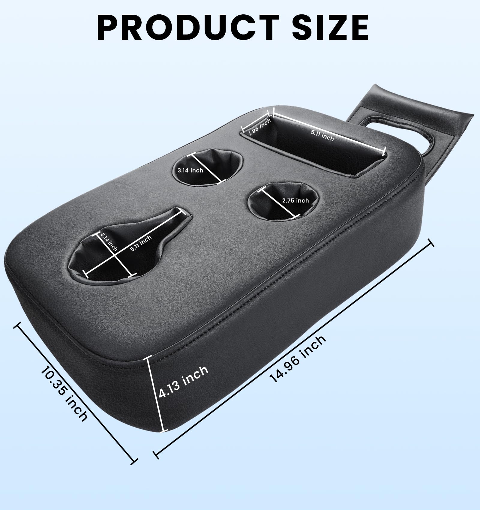 Premium Car Cup Holder Organizer - Back Seat PU Leather Drink Tray for Vehicles (Trucks, SUVs, Minivans, RVs) with Snack & Remote Storage - Perfect for Road Trips, Camping & Family Travel
