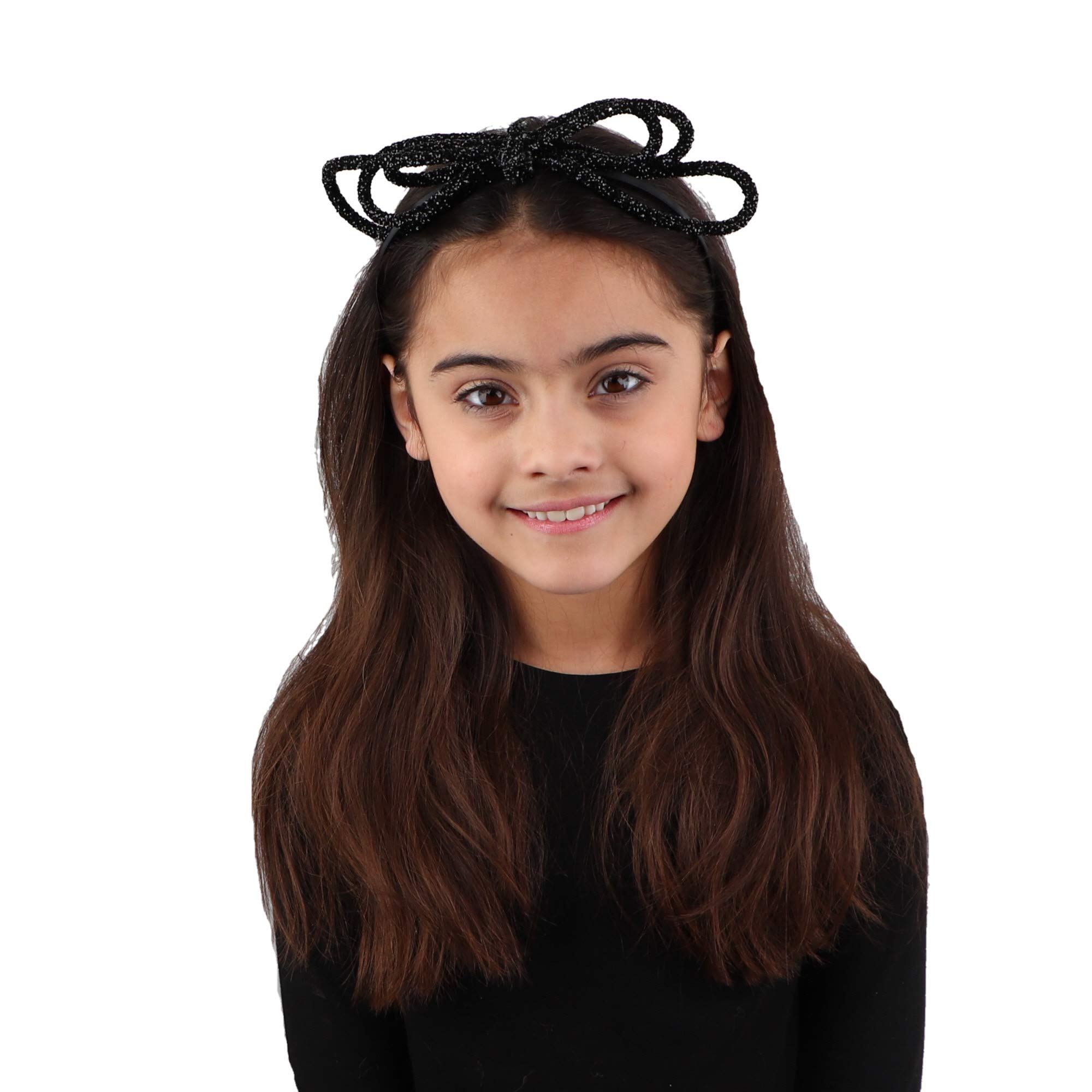 Fancy Gem Crusted Holiday Bow Headband Hair Band - Black for Christmas Parties Weddings Special Occasions