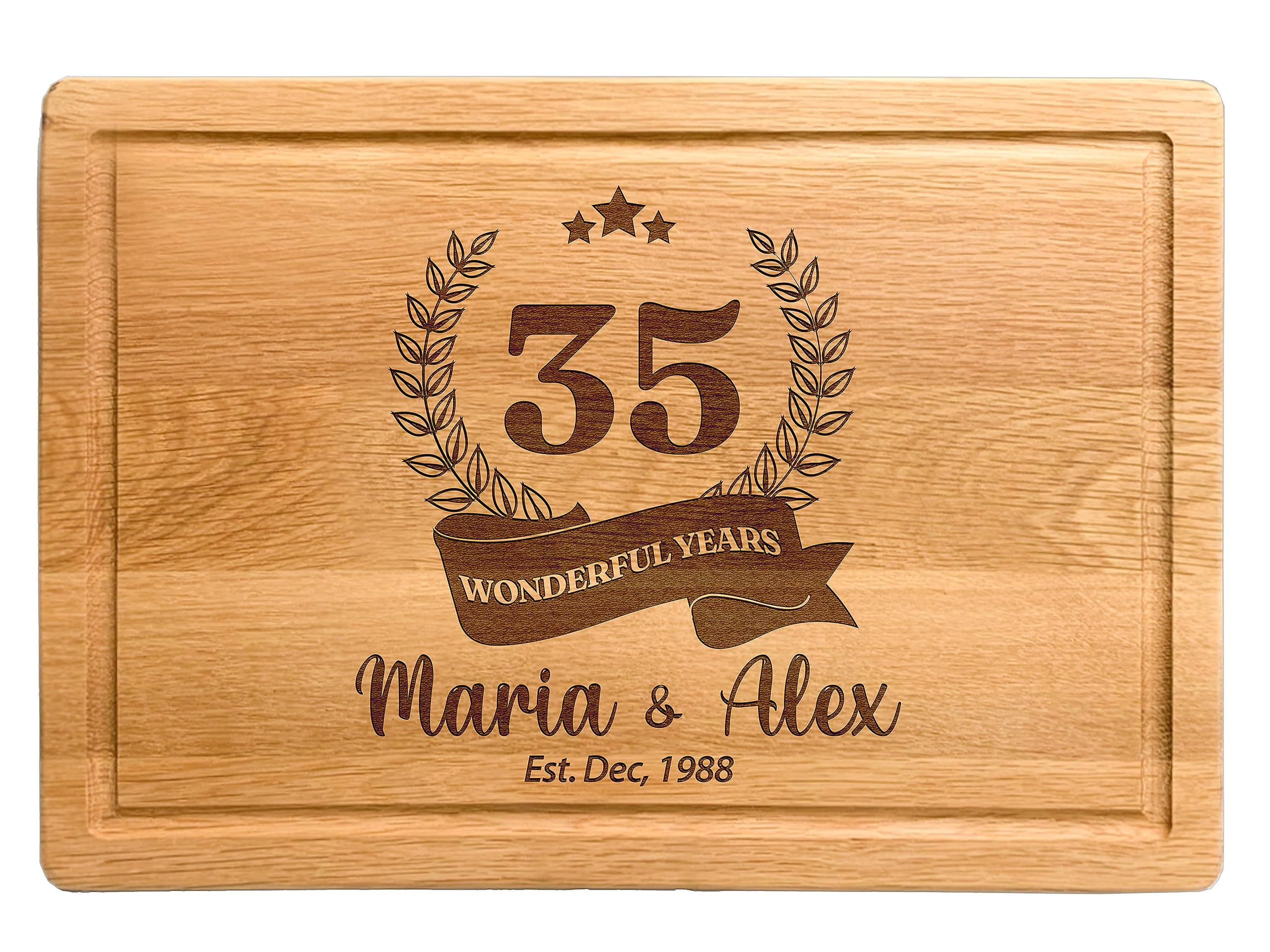 Personalized Wooden Cutting Board for Couples - Custom Anniversary Gift for Parents, Wedding, Housewarming & Bridal Shower - Engraved 25th/50th Anniversary Gift - Perfect for New Home & Romantic Dinners