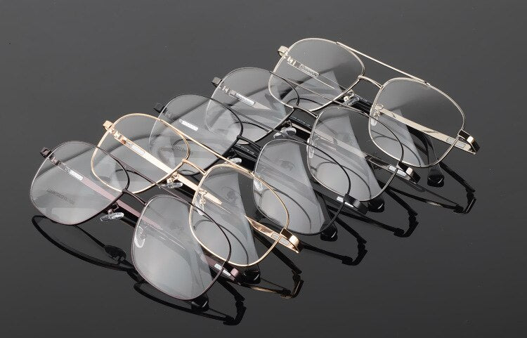 Bclear Men's Full Rim Big Square Double Bridge Alloy Eyeglasses S2256 - Stylish Reading Glasses for Work & Everyday Use