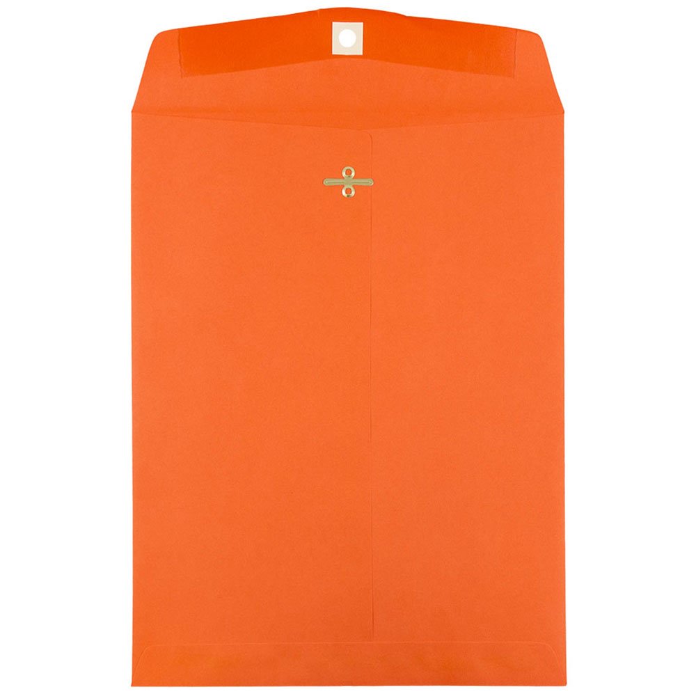 JAM PAPER 9 x 12 Inch Colored Envelopes with Secure Clasp Closure - Orange Recycled Paper - Bulk Pack of 250 Envelopes per Box - Perfect for Mailing, Invitations, Business Correspondence & Gift Packaging