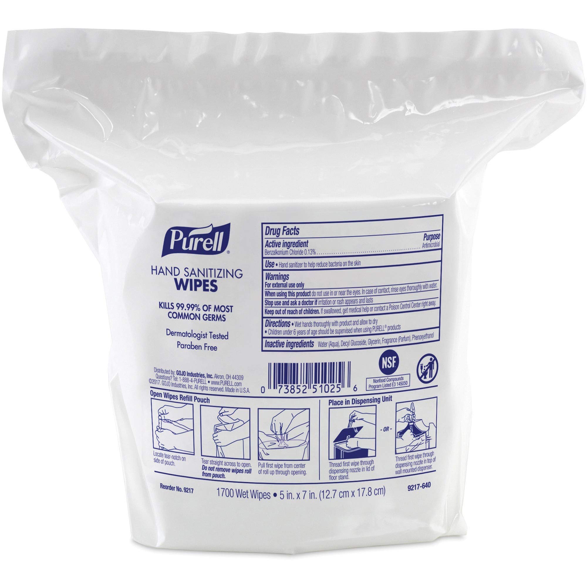 PURELL® Hand Sanitizing Wipes Refill Pack - 100 Count Alcohol-Based Sanitizing Wipes for Hands & Surfaces - Ideal for Office, School, Travel & Home Hygiene