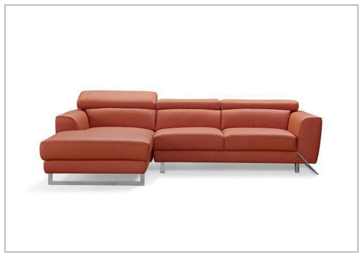 Gio Italia Niva Genuine Leather Sectional Sofa with Chrome Legs - Modern Living Room Furniture for Home & Office Comfort