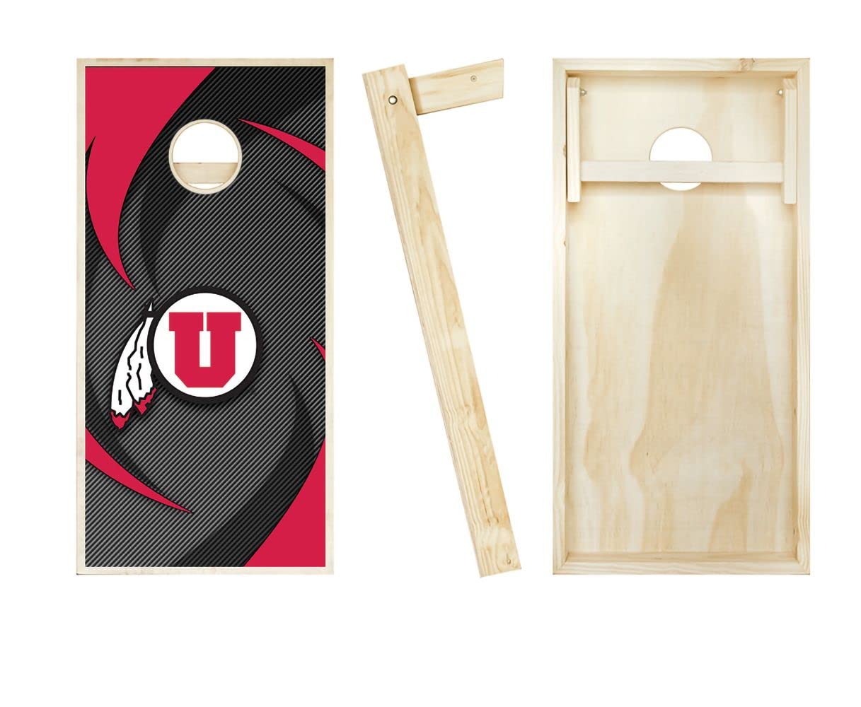 Utah Utes Swoosh Themed Cornhole Game Set - Regulation Size Boards & 8 ACA Approved Bean Bags - Made in USA | Perfect for Tailgating, Backyard BBQs & College Game Day Parties