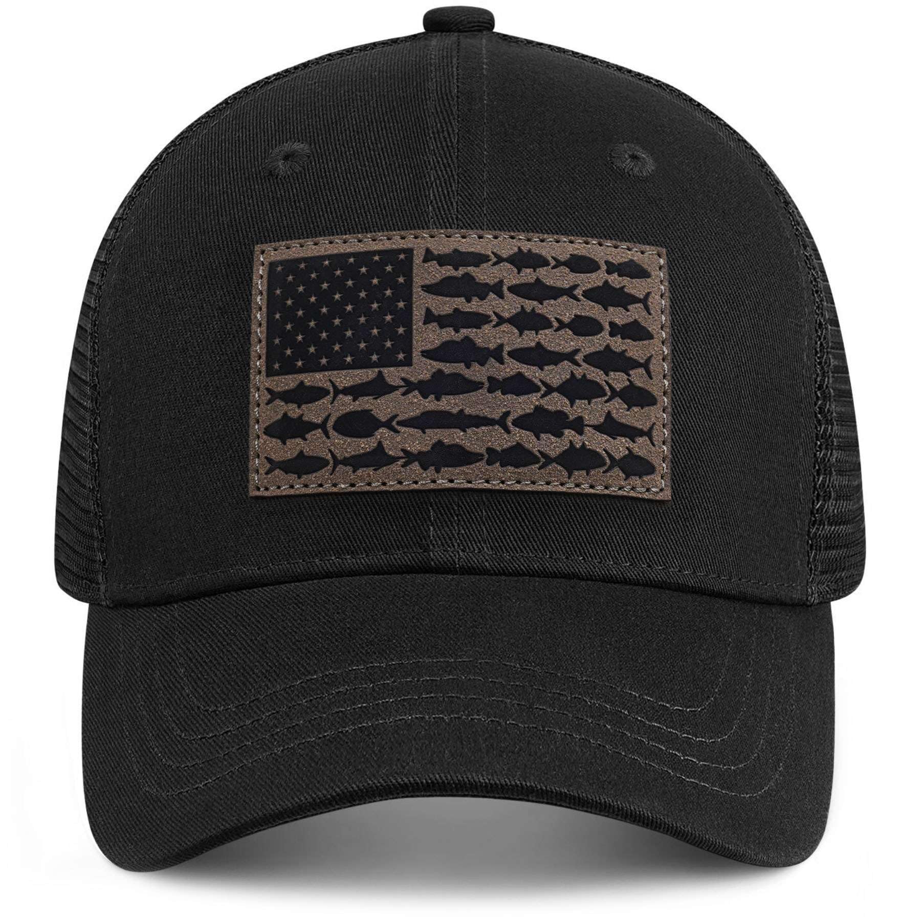 American Fish Flag Trucker Hats for Men - Adjustable Snapback Fishing Hats for Outdoor Enthusiasts - Perfect for Camping, Fishing Trips & Everyday Wear