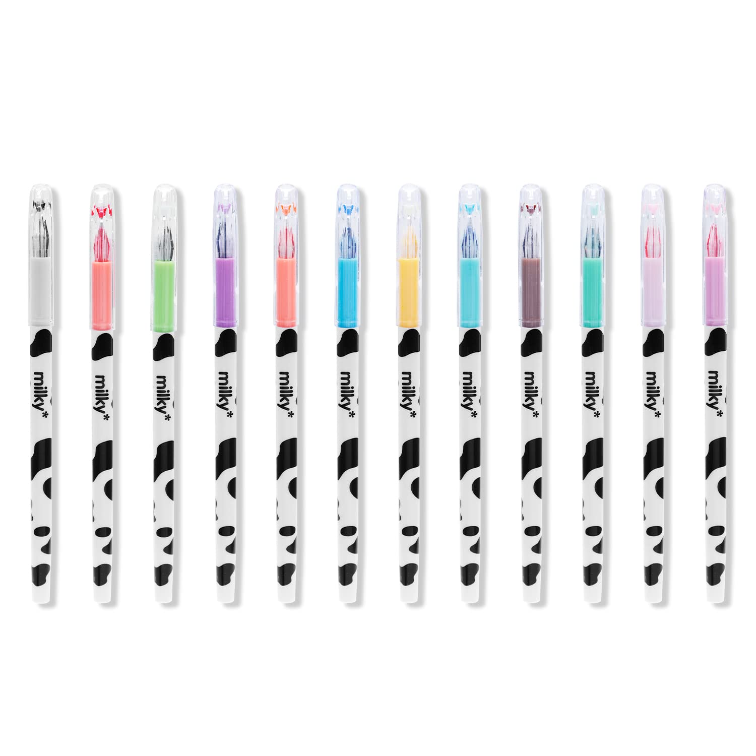 12pcs Cute Milky Cow Gel Pens - Kawaii Diamond Pens for School & Office