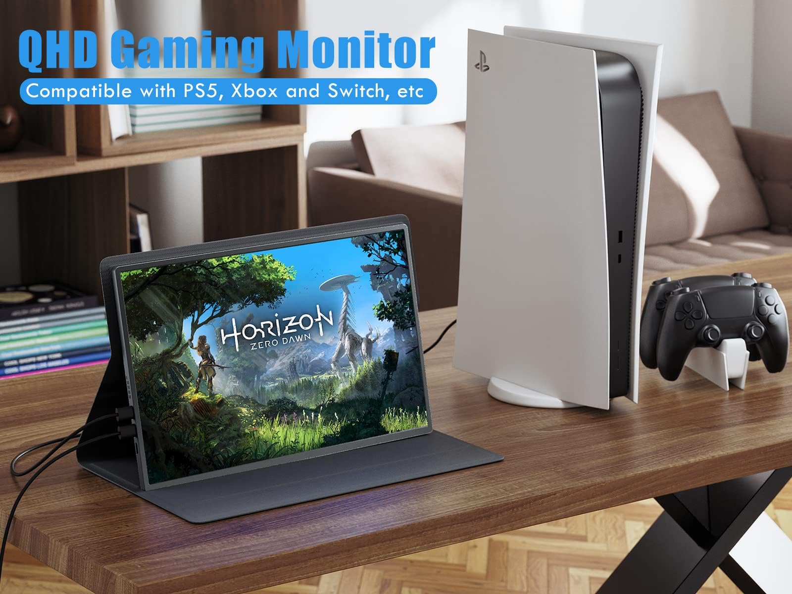 Portable 16 Inch 2.5K QHD Monitor - 2560x1600 Resolution, 120Hz IPS Display, 16:10 Ultra Wide Screen with Dual Speakers - HDMI & USB-C Compatible for Laptop, Mac, Phone, Tablet, PS4, PS5, Switch, Xbox - VESA Mountable | Perfect for Gaming, Work & Entertainment