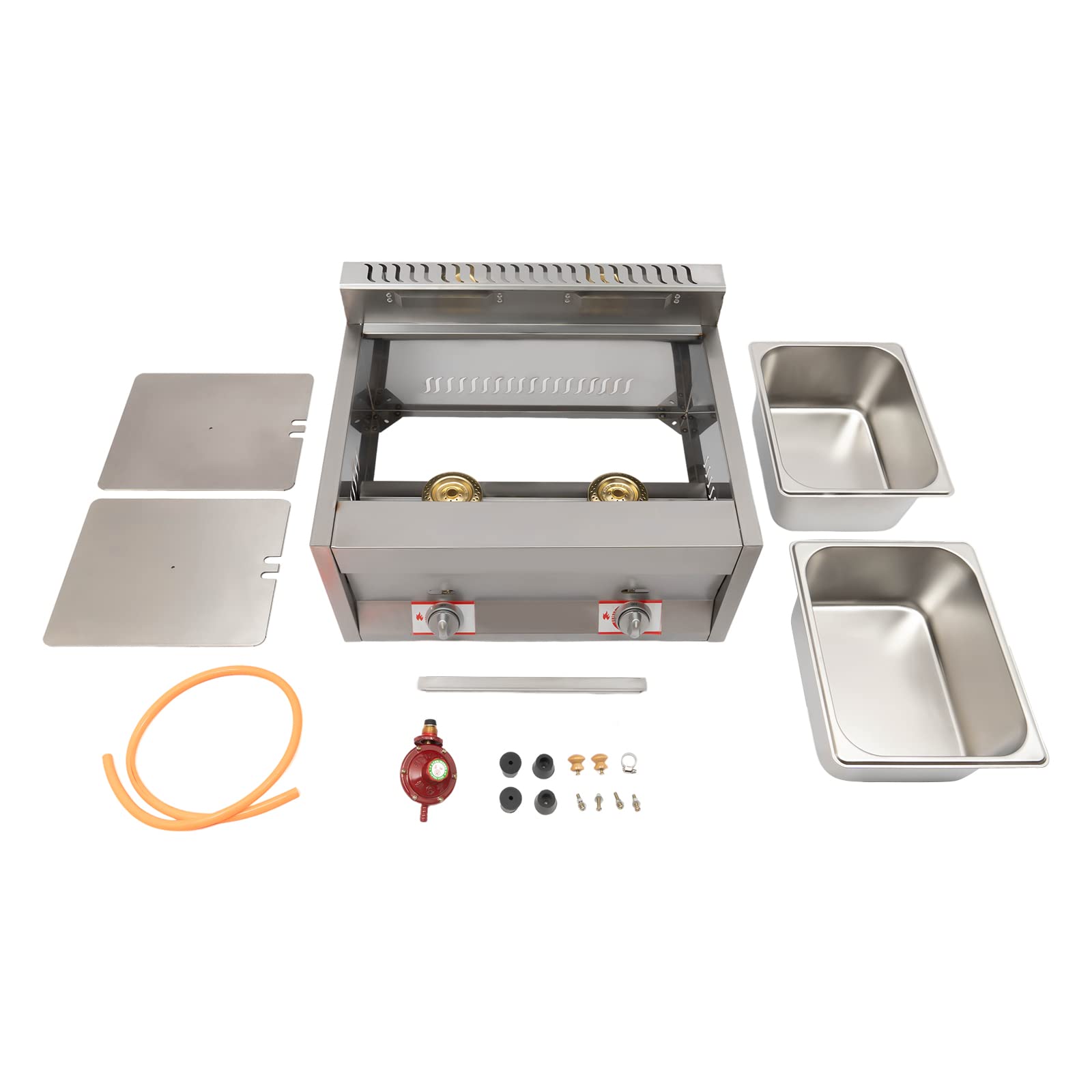 Commercial Propane & Natural Gas Deep Fryer - 2 Burner Stainless Steel Countertop LPG Fryer with 6L x 2 Tanks for French Fries, Chicken Wings - Perfect for Restaurants, Food Trucks & Home Kitchens (US Stock) - Outdoor Cooking, Catering Events & Backyard Parties