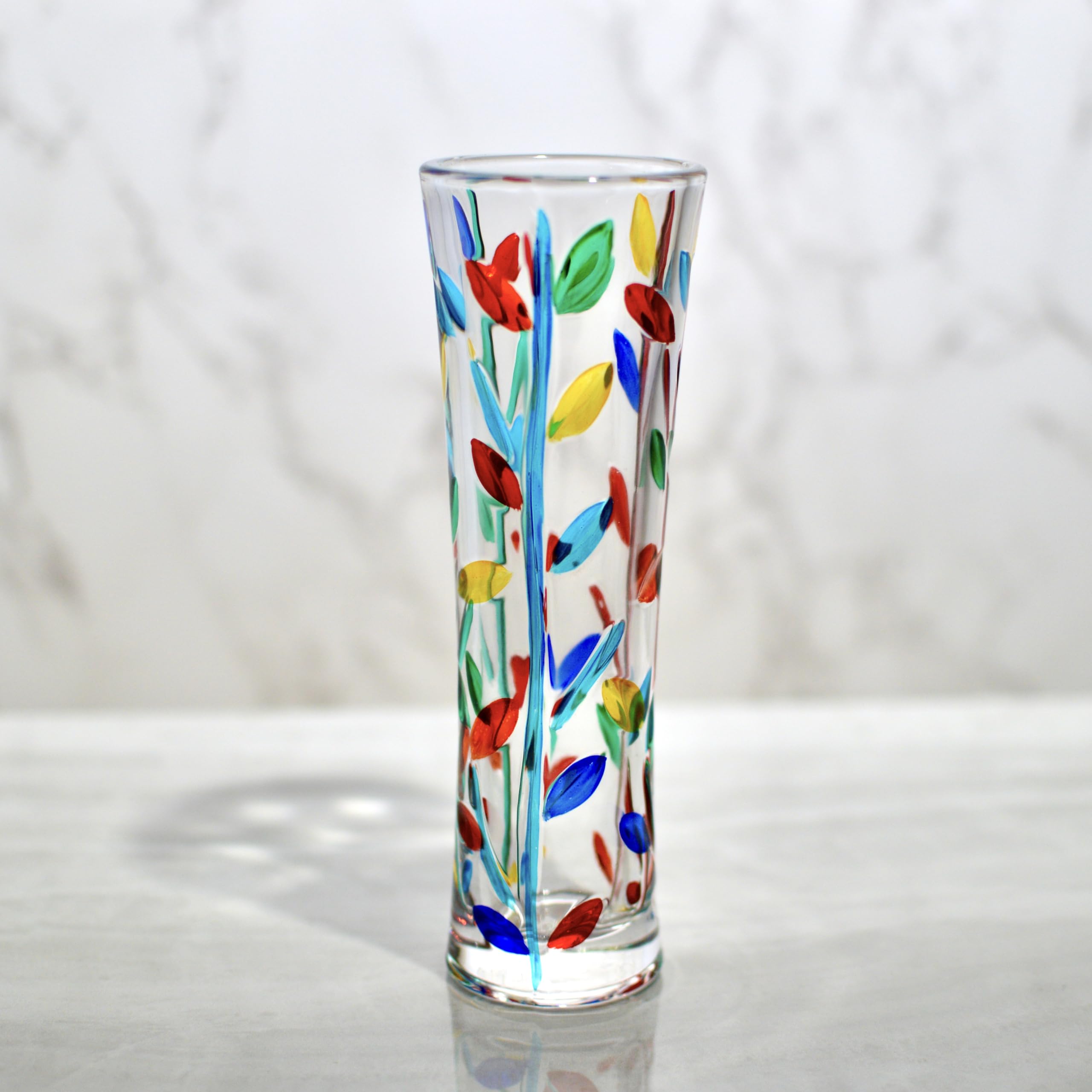 Murano Glass Tree of Life Vase - Small Hand-Painted Italian Art Piece | Perfect for Home Decor, Wedding Gifts & Luxury Interior Design