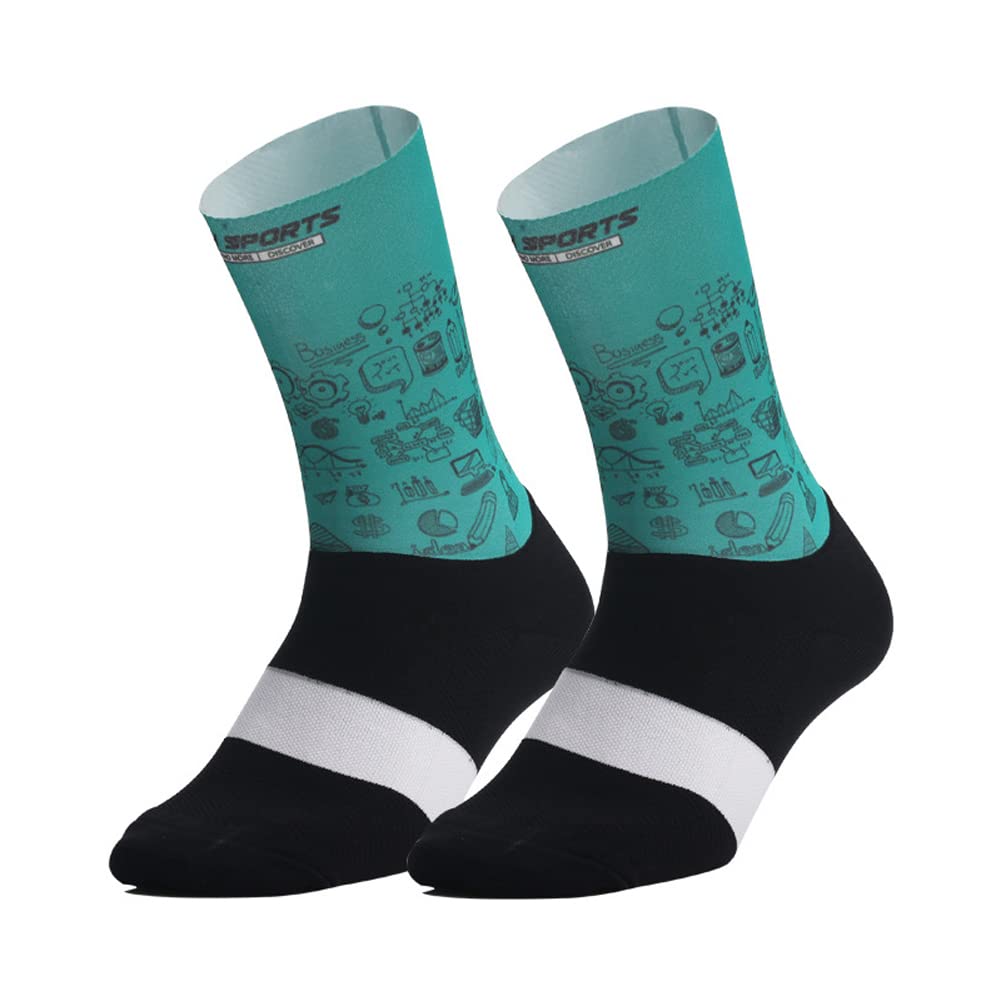 Cycling Socks for Men & Women - Breathable Bike Riding Socks for XC, MTB, BMX - Athletic Ankle Socks in White, Yellow, Blue, Green, Red - Perfect for Road Cycling, Mountain Biking & Indoor Training