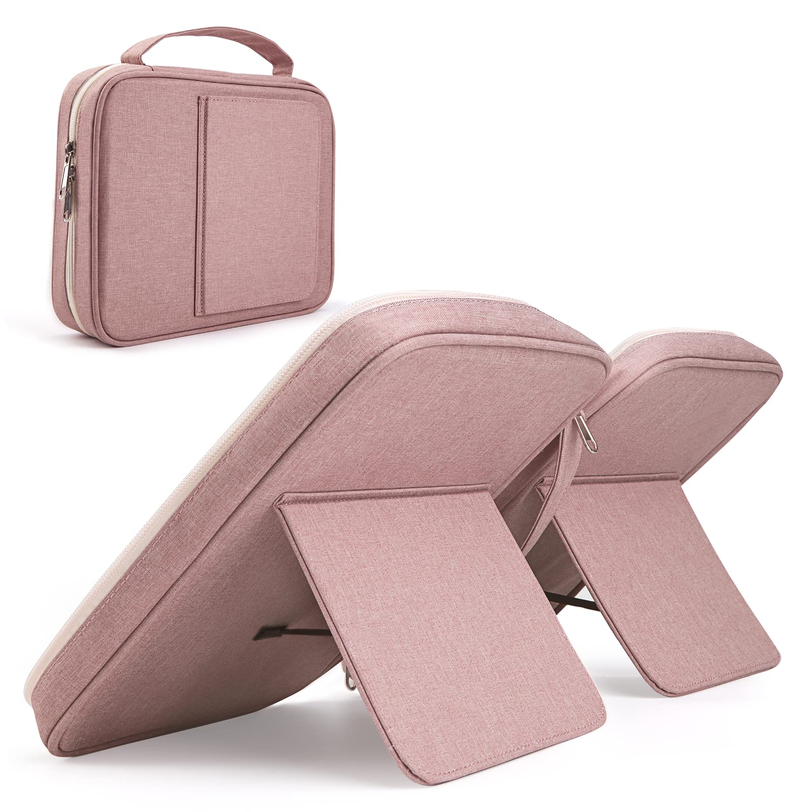 Bible Covers for Men & Women - Durable Zippered Bible Case with Book Stand, Handle & Multiple Pockets - Perfect for Church, Bible Study & Travel - Scripture Protector Bag (Pink)