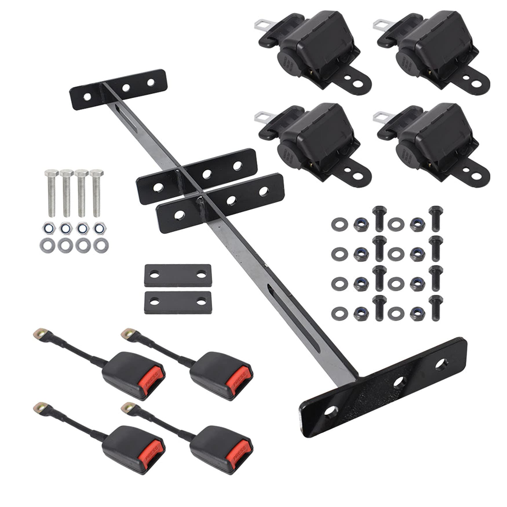 WFLNHB 4-Piece Retractable Seat Belt Bracket Kit - Compatible with EZGO, Yamaha & Club Car Golf Carts - Durable Replacement for Safety & Comfort on the Course