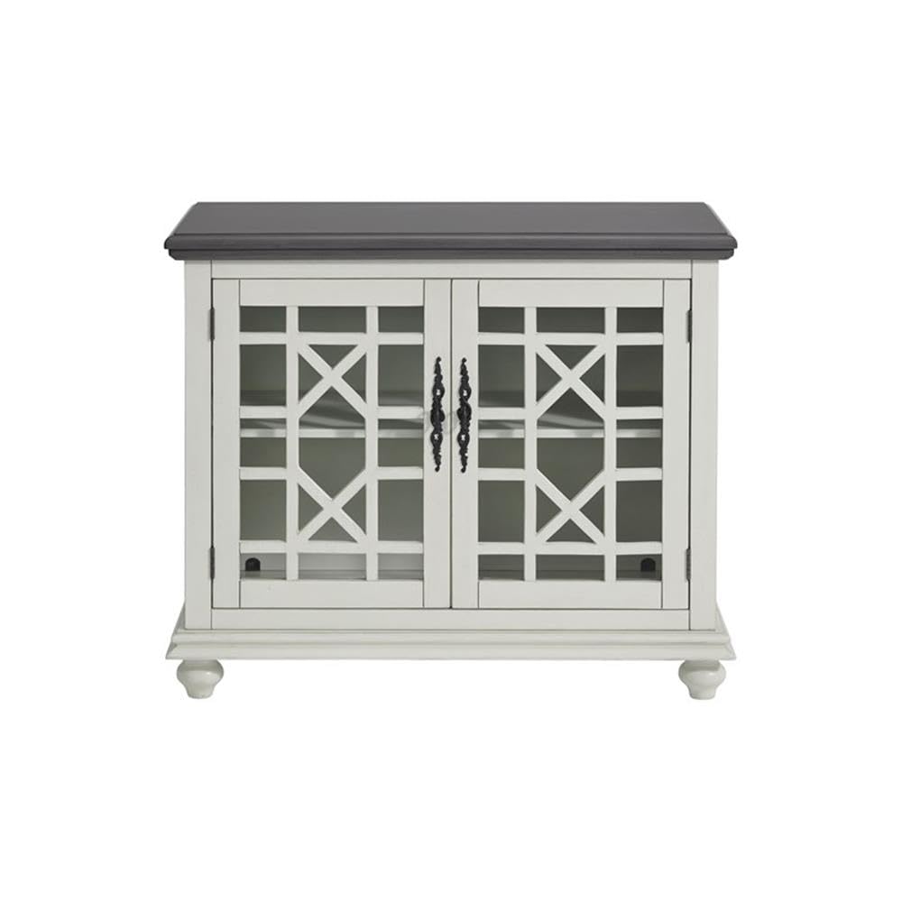 Martin Svensson Home Elegant Small Spaces TV Stand - White with Gray Top - Perfect for Apartments, Dorms & Compact Living Rooms