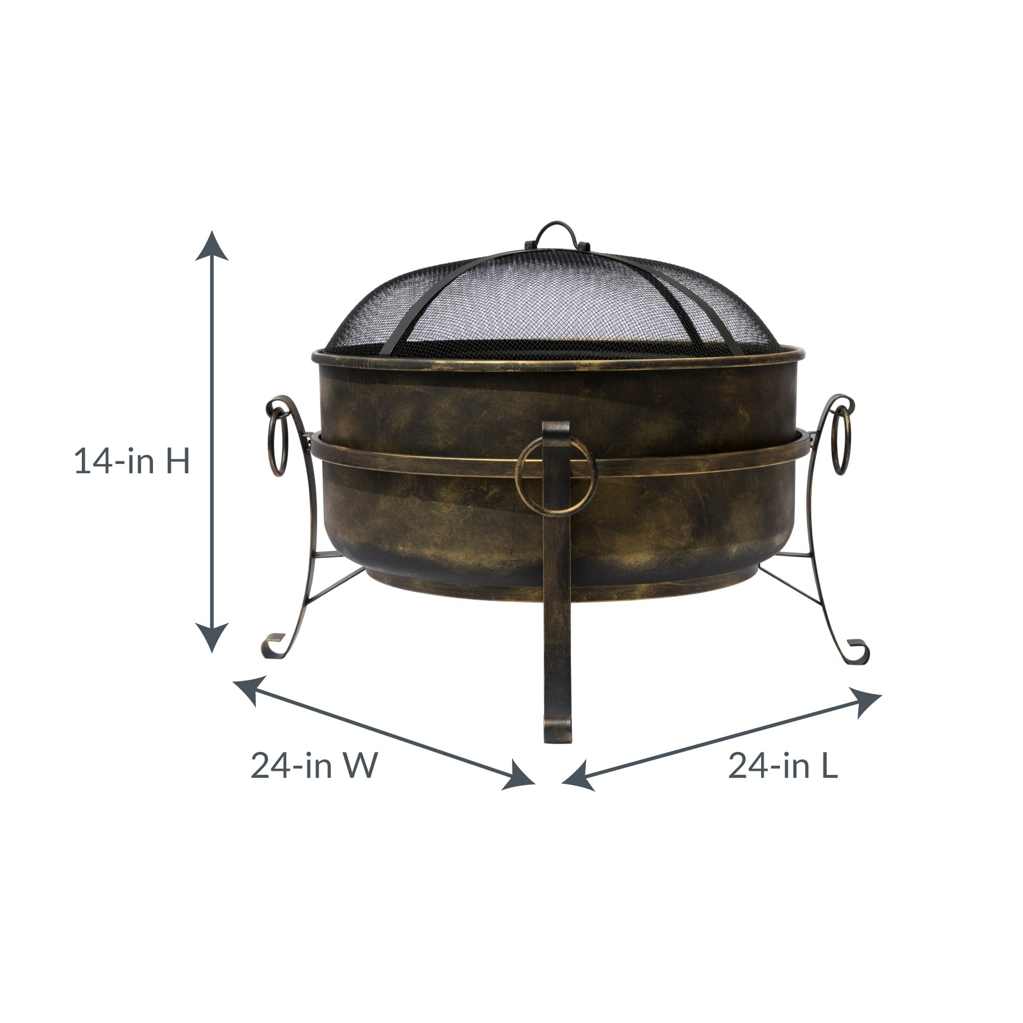 Bluewave 24 Inch All-Weather Outdoor Laguna Steel Cauldron Fire Pit Black for Backyard, Patio, and Camping