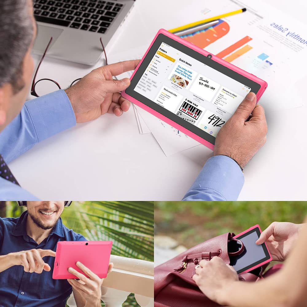 Haehne 7 Inch Android Tablet - Quad Core A33 Processor, 1GB RAM 8GB Storage, Dual Camera, HD Touch Screen, Bluetooth & WiFi - Perfect for Kids Learning, Travel Entertainment & Home Use (Blue)