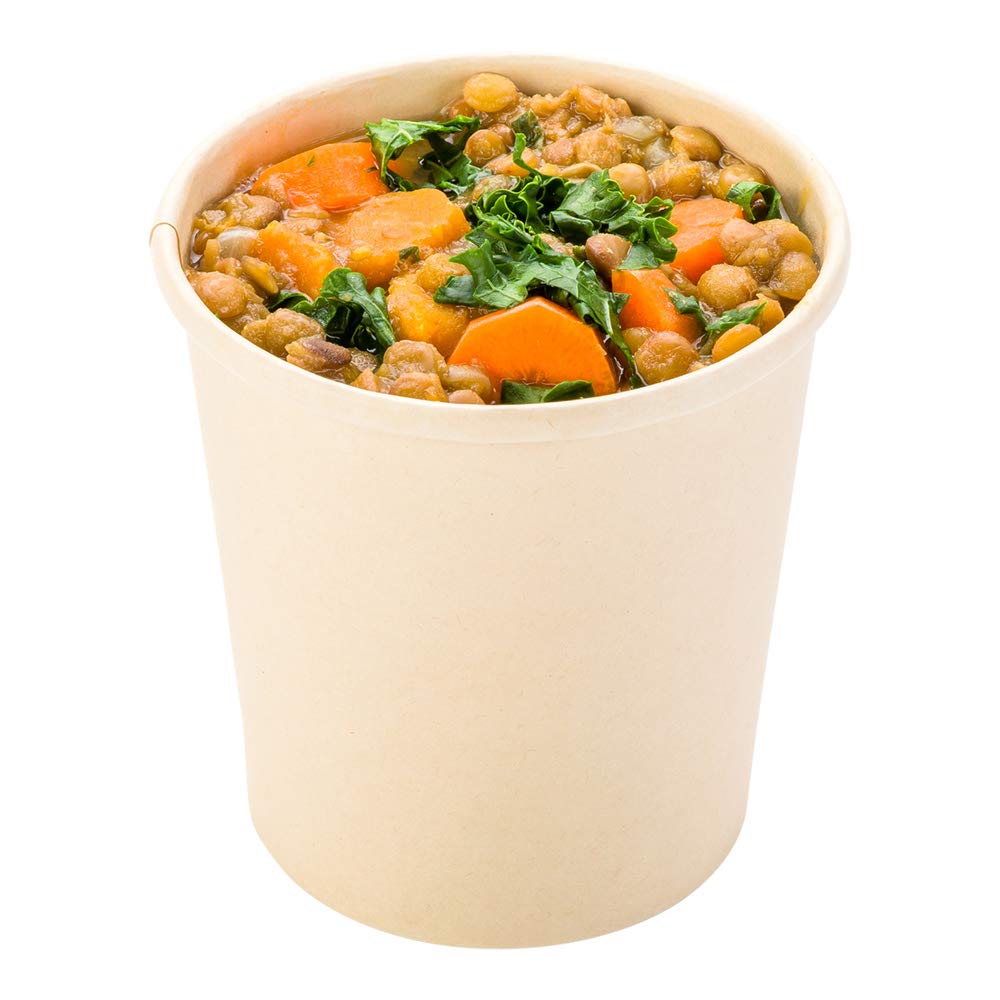 Eco-Friendly 16oz Disposable Soup Cups - 25 Pack Microwave-Safe Bamboo Paper Containers with Vented Lids (Sold Separately) for Hot/Cold Foods, Desserts & Takeout | Perfect for Restaurants, Catering & Home Meal Prep