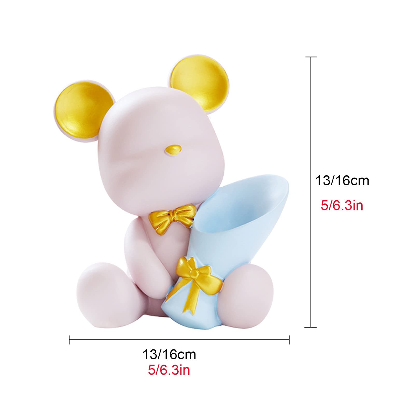 Creative Little Bear Resin Sculpture - Home Decor Statue for Living Room, Desk & Office - Unique Pen Holder & Bouquet Storage - Perfect for Tabletop, Bookshelf & Bar Decor
