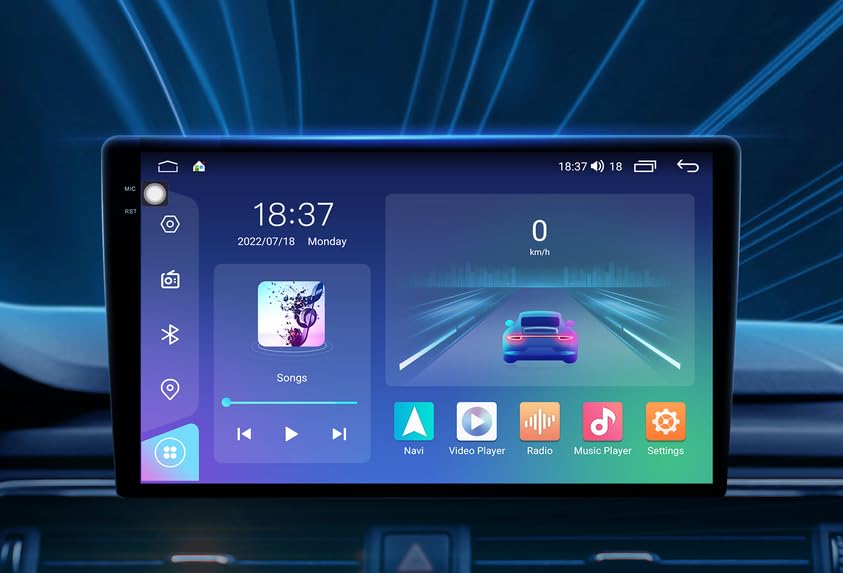 10 Inch Android 12 QLED Touchscreen Car Stereo - 8-Core Processor, Bluetooth 5.1, Wireless CarPlay & Android Auto - Universal Multimedia Head Unit for Seamless Driving Entertainment