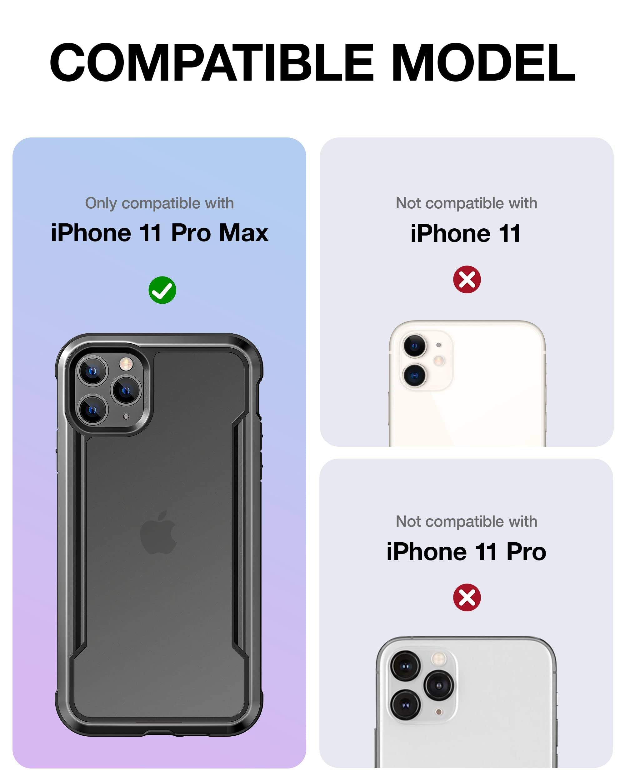 Raptic Shield iPhone 11 Pro Max Case - Military Grade Shockproof Clear Protective Cover with 10ft Drop Test, Durable Aluminum Frame & Anti-Yellowing Technology | Perfect for Outdoor Activities, Work & Daily Protection (Black)