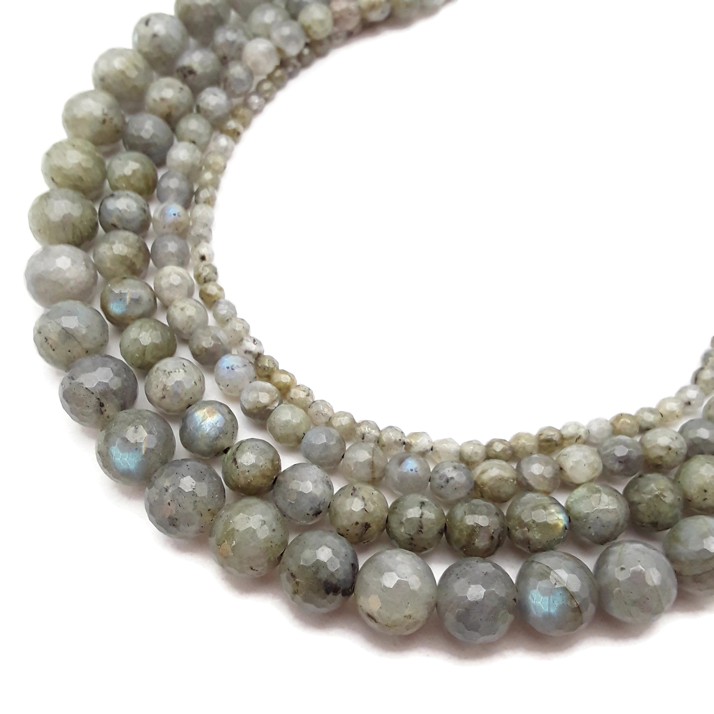 Labradorite Faceted Round Beads - 4mm 6mm 8mm 10mm 12mm 15.5mm Gemstone Beading Strands for Jewelry Making, DIY Crafts & Healing Crystal Projects