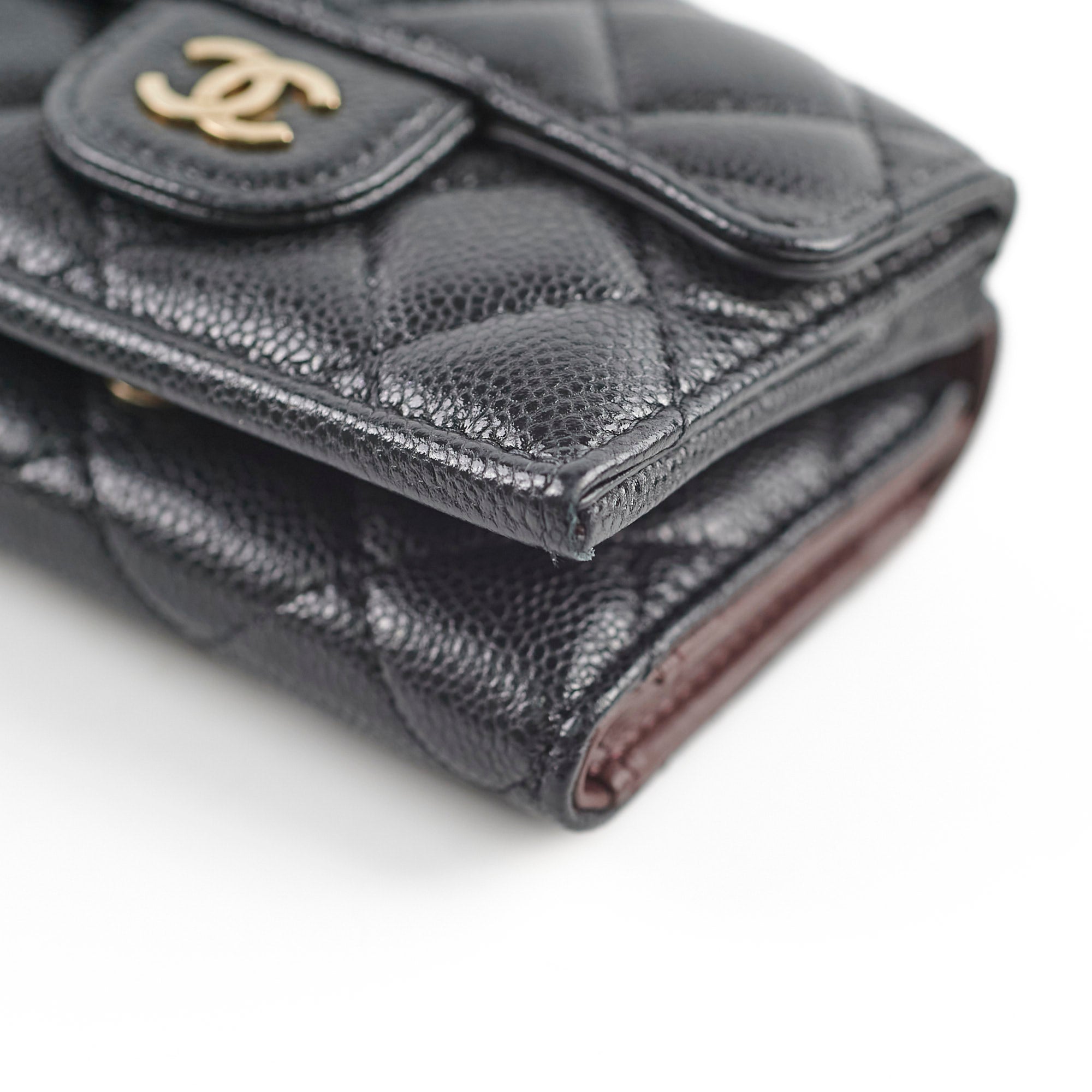 Chanel Caviar Leather Tri-Fold Wallet for Women - Black Luxury Designer Wallet for Everyday Use & Special Occasions