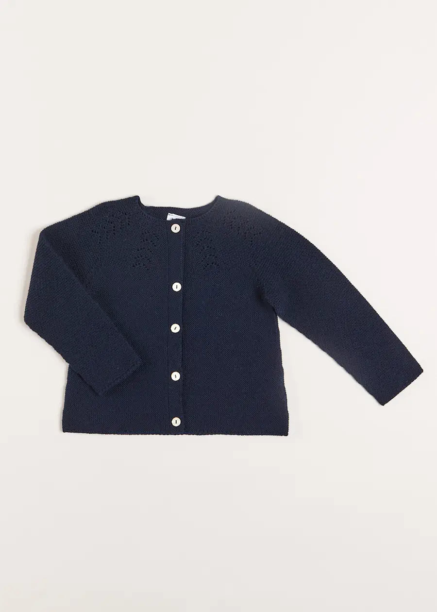 Navy Openwork Cardigan for Kids (6 Months - 10 Years) | Lightweight Knit Sweater for Boys & Girls | Perfect for Spring, Fall & Layering Outfits
