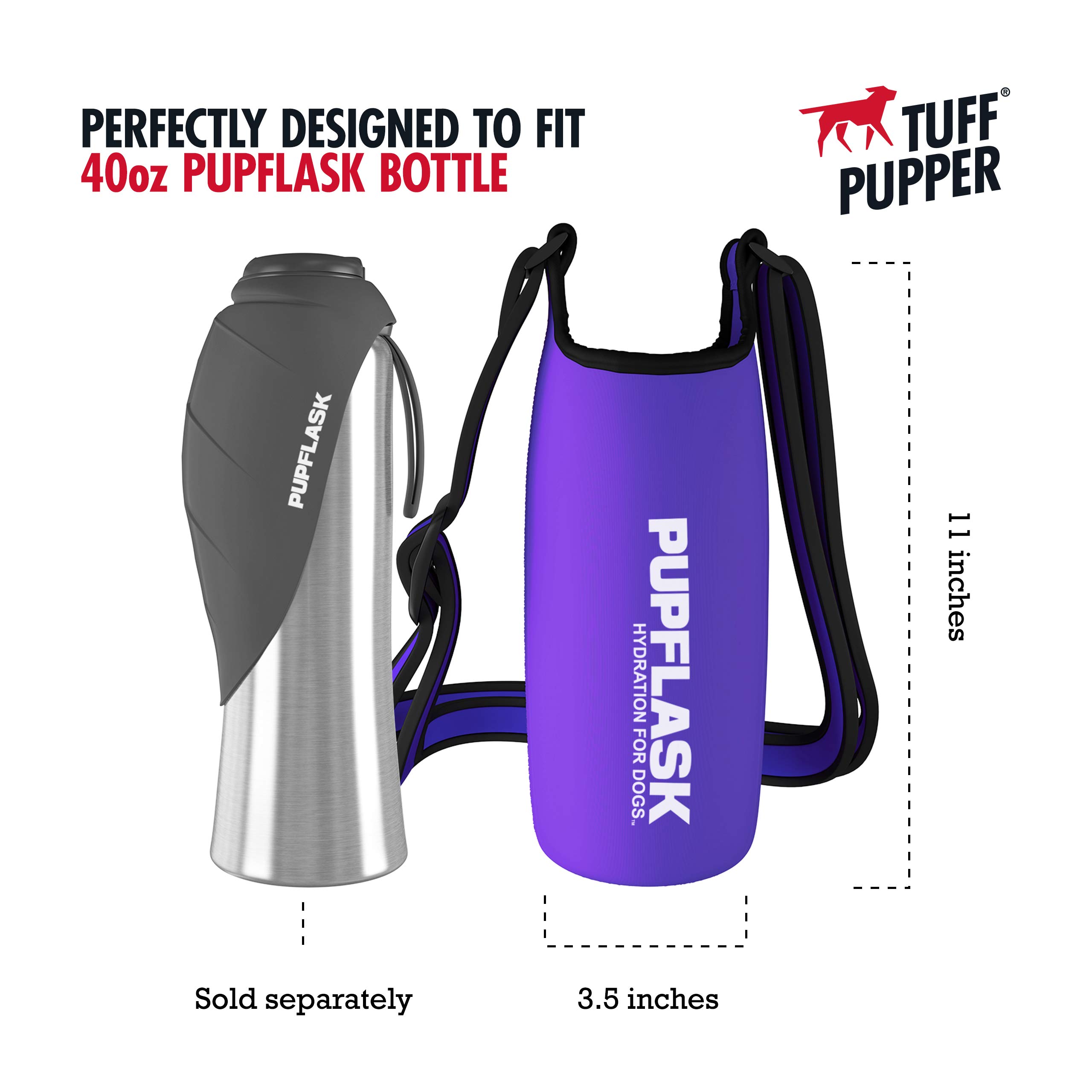 Tuff Pupper Dog Water Bottle Holder & PupFlask - 40oz Portable Pet Water Bottle for Hiking, Walking & Outdoor Adventures - Violet (BPA-Free Leakproof Design)
