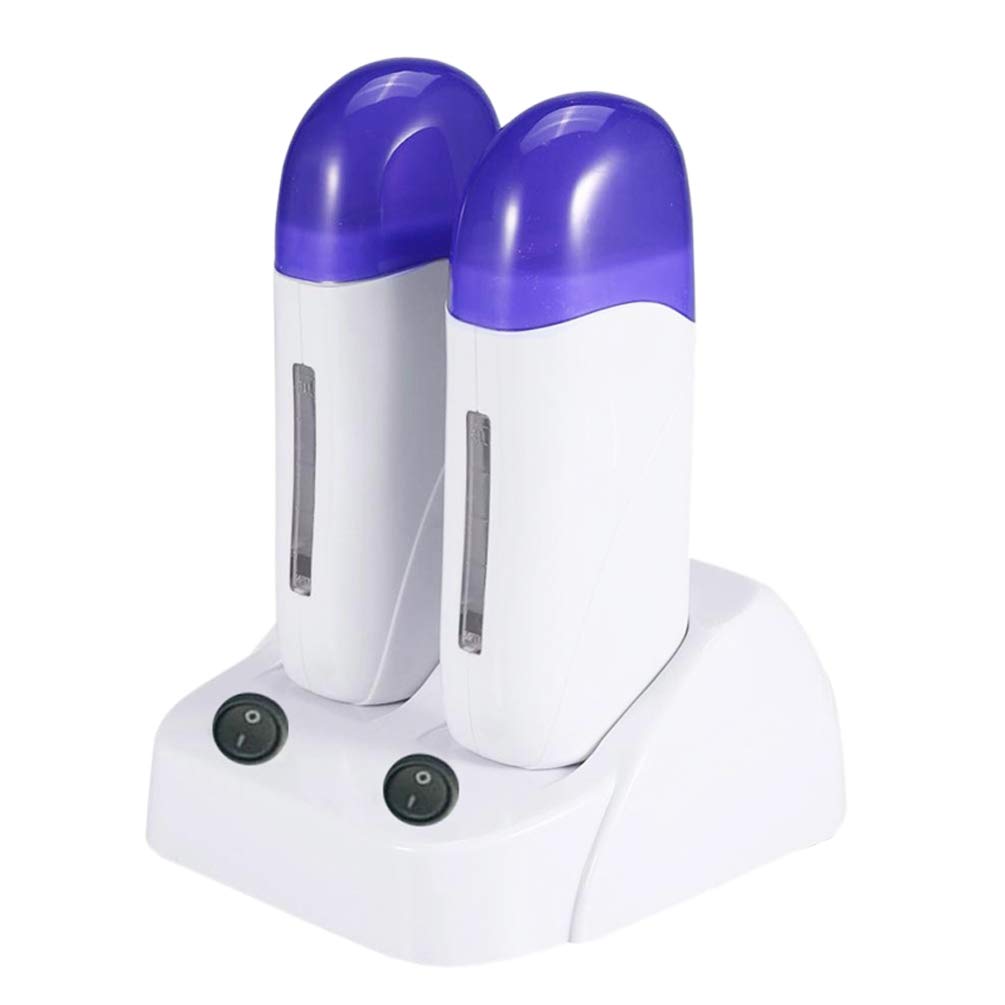 Professional Double Wax Roller Heater for Hair Removal - Hot Body Waxing Machine with Heater Base & 200g Wax Refill - Perfect for Home Use & Beauty Salons - Smooth Legs, Bikini Line & Facial Hair Removal