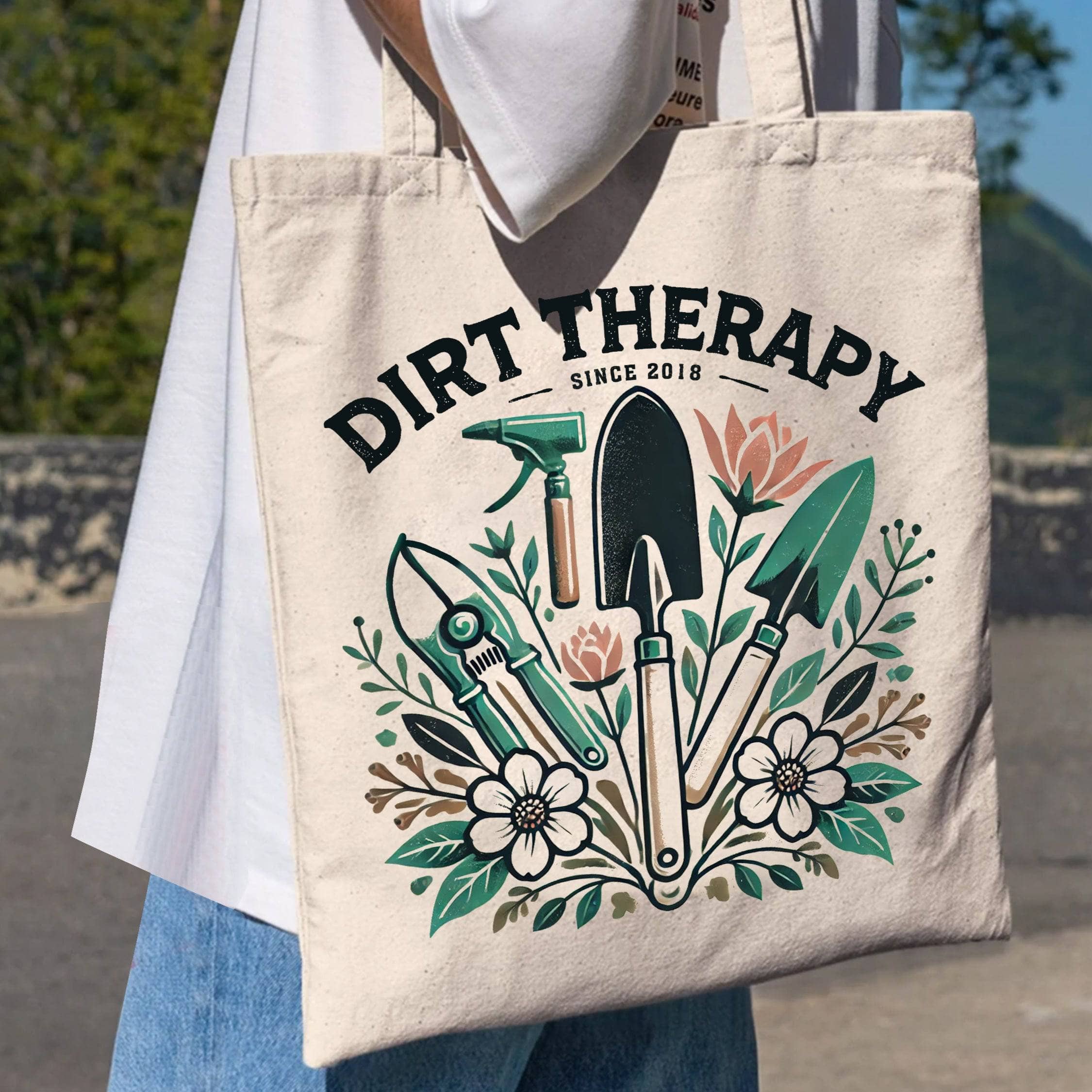Dirt Therapy Eco-Friendly Tote Bag - Reusable Shopping Bag for Groceries, Beach & Farmers Market | Sustainable Cotton Carryall for Everyday Use