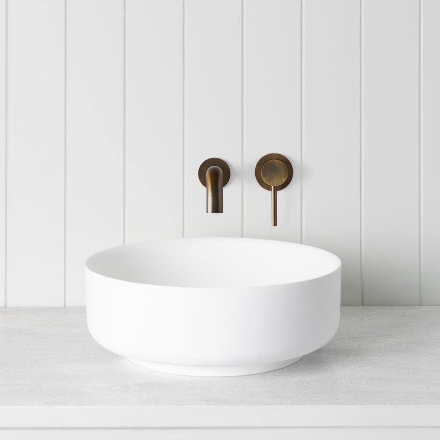 Above Counter Round Basin Matte White - Modern Bathroom Sink for Vanity & Powder Room | Durable Ceramic Vessel Sink for Home & Commercial Use