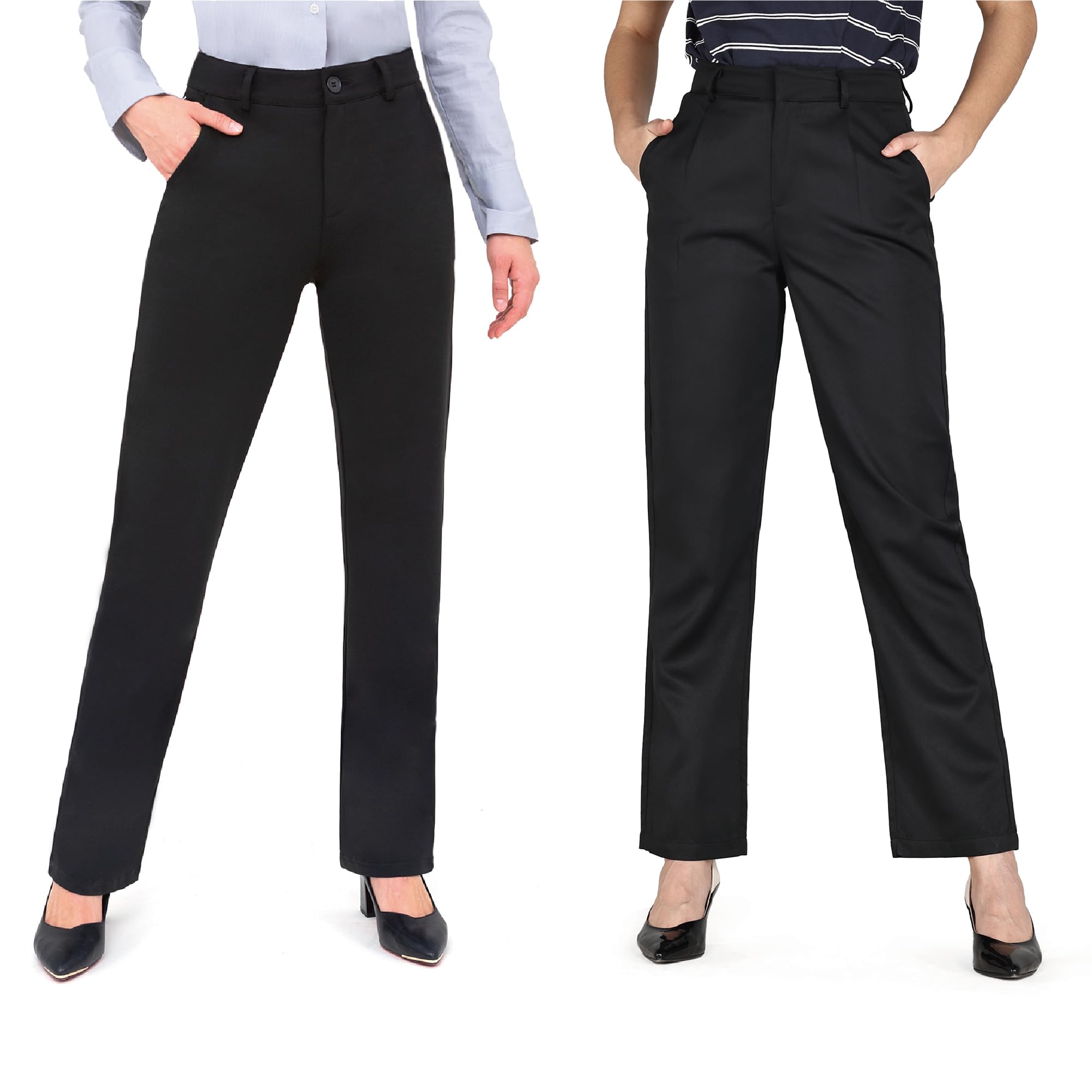 Professional Women's Dress Pants Set - Office Work Trousers - 2-Piece Straight Leg Pants for Business Attire | Perfect for Corporate Meetings, Office Wear & Formal Occasions
