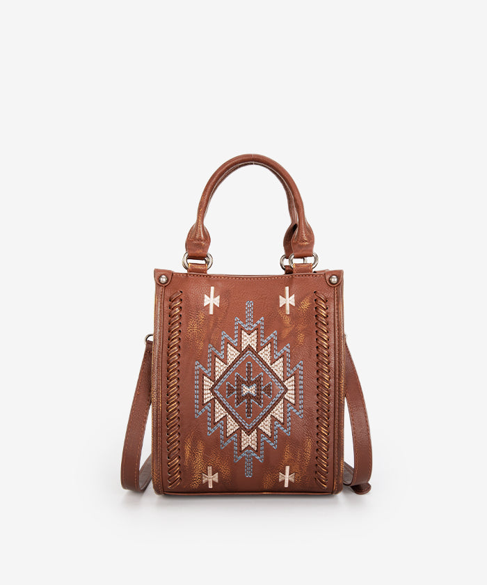 Montana West Aztec Embroidered Mini Crossbody Purse for Women - Stylish Boho Handbag with Adjustable Strap, Perfect for Travel, Shopping & Daily Use