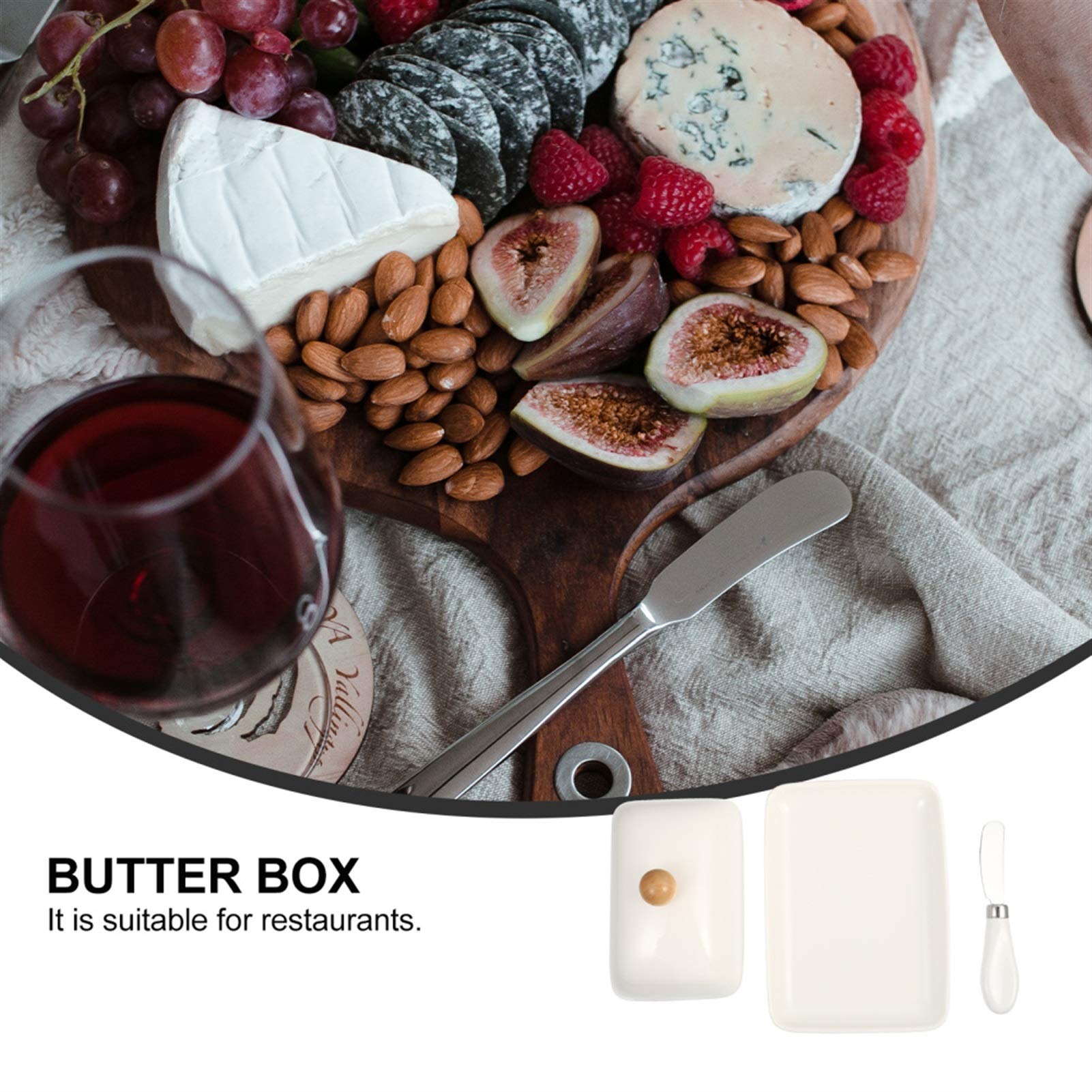 Premium Ceramic Butter Dish with Lid - Elegant Butter Keeper & Cheese Storage Container for Countertop - Perfect for Spreading, Serving Desserts & Keeping Butter Fresh (White) - Ideal for Kitchens, Bakeries & Breakfast Tables