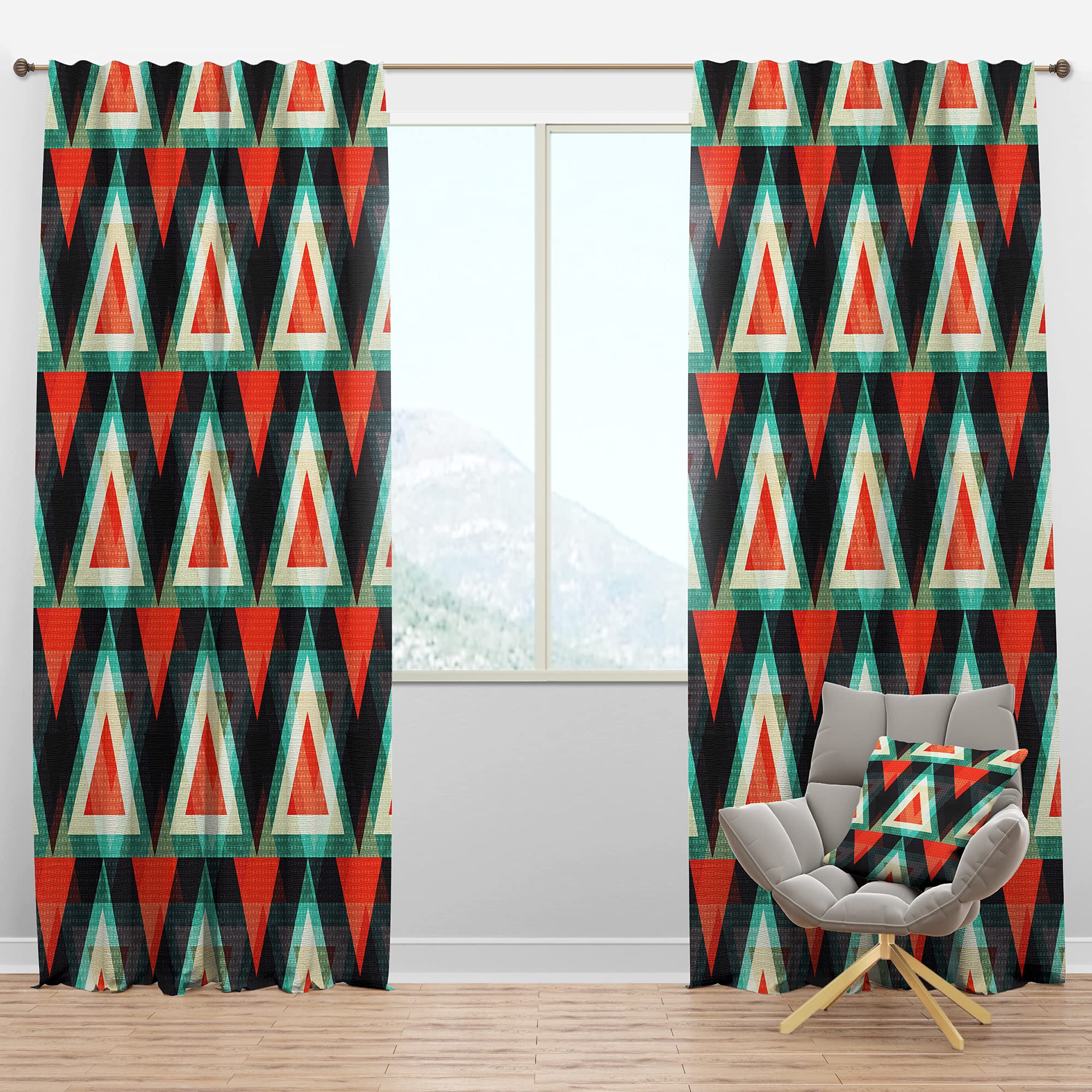 DesignQ Blackout Curtains 'Colored Polygons' - Thermal Insulated Bedroom & Living Room Drapes - Single Panel 52x120 Inches - Perfect for Light Blocking, Privacy & Temperature Control