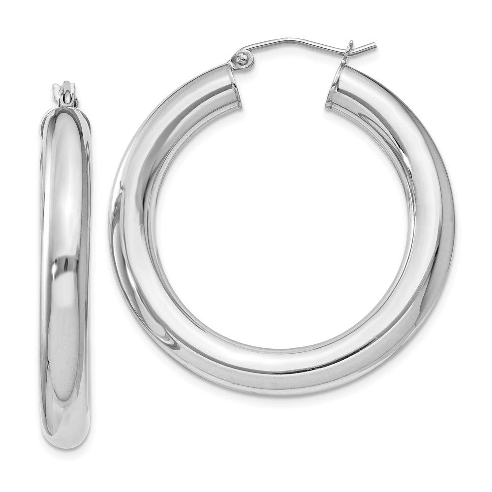 925 Sterling Silver 5mm Round Hoop Earrings - 37mm x 35mm | Hypoallergenic Lightweight Everyday Jewelry for Women | Perfect for Work, Date Night & Gifts