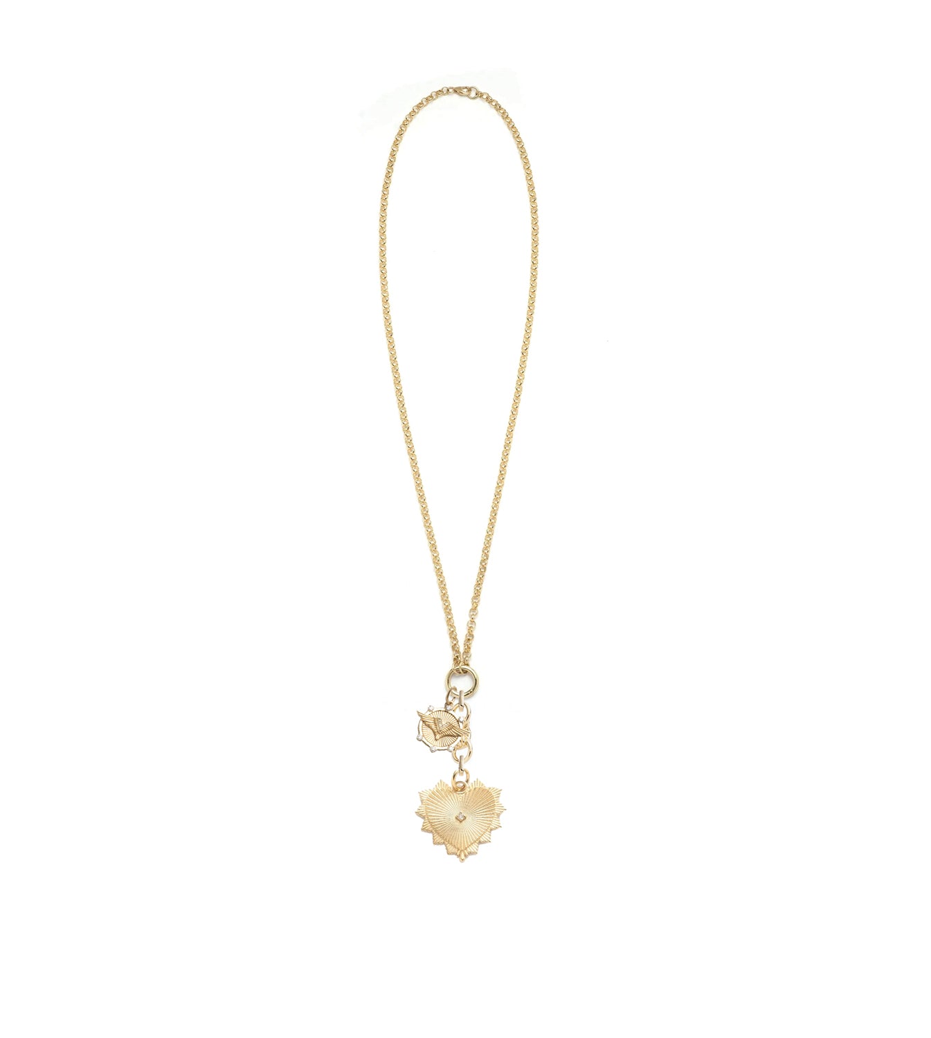 Medium Radiating Heart & Vivacity Open Belcher Necklace with Small Knot Extension Chain – Elegant Jewelry for Women, Perfect for Date Night, Wedding & Special Occasions
