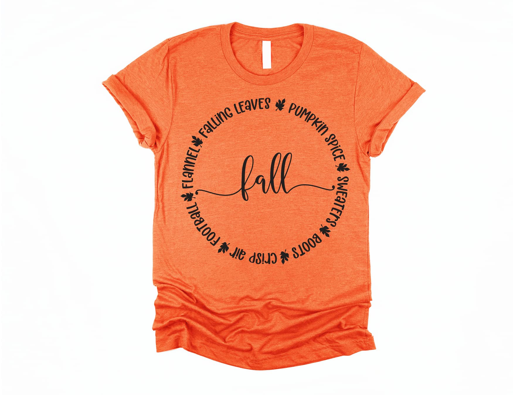 Women's Fall Shirt - Cozy Autumn Seasonal Long Sleeve T-Shirt with Pumpkin Spice & Falling Leaves Print | Perfect for Teachers, Thanksgiving, Halloween & Seasonal Decor