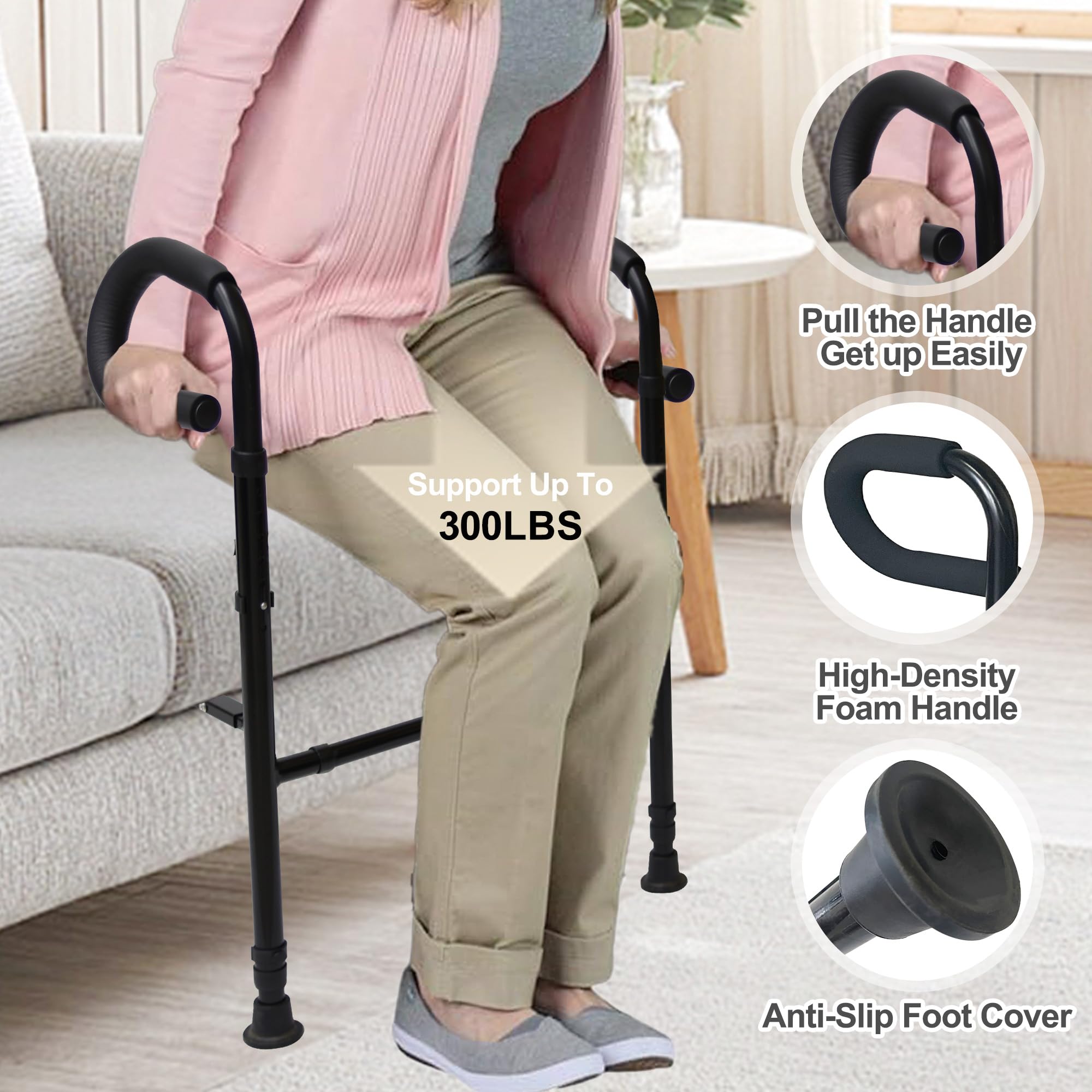 Adjustable Stand Assist Aid for Elderly - Versatile Mobility Couch Riser with Extra Handles - Senior Safety Rails for Patients & Disabled - Perfect for Living Room, Bedroom & Post-Surgery Recovery