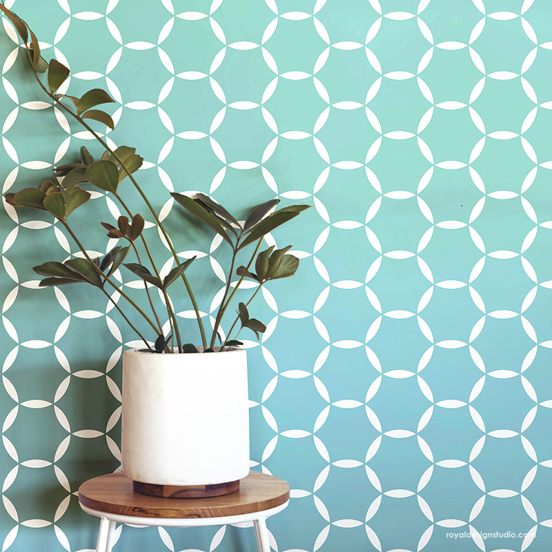 Allover Tile Stencil for DIY Home Decor - Reusable Circle Pattern Stencil for Floor, Wall, and Furniture Painting Projects