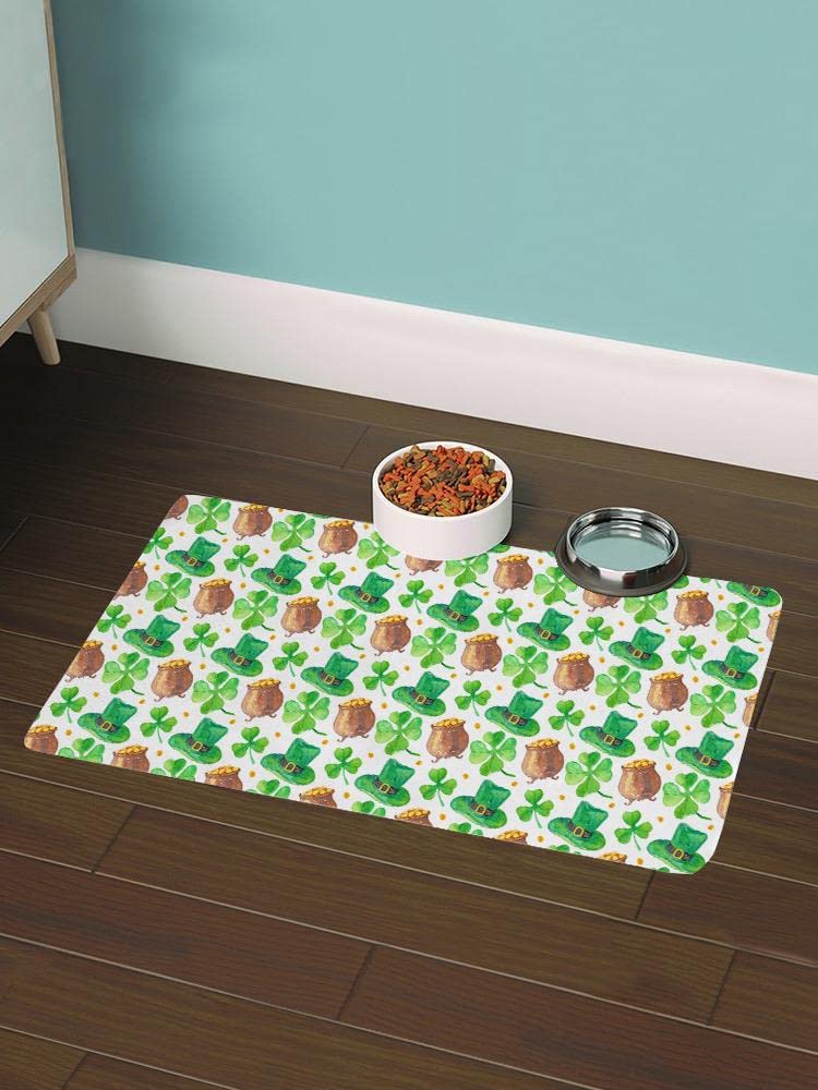 St. Patrick's Day Green Clover Print Rectangle Pet Mat for Dogs & Cats - Soft Non-Slip Floor Mat for Pets, Home Decor, Holiday Party Decoration