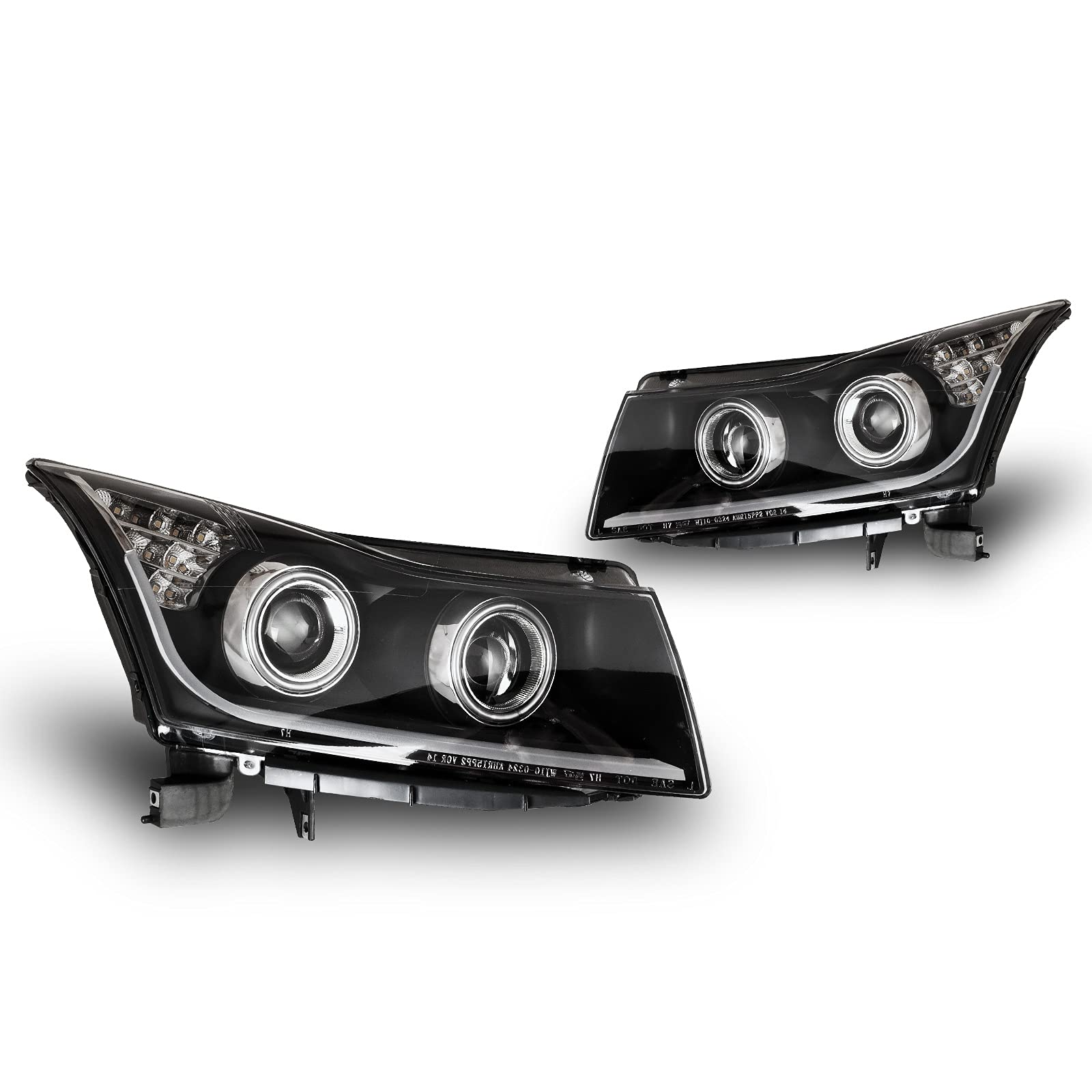WOLFSTORM LED Headlight Assembly Replacement for 2011-2015 Chevy Cruze - Clear Lens Projector with Daytime Running Lights - Upgrade for Night Driving & Enhanced Visibility