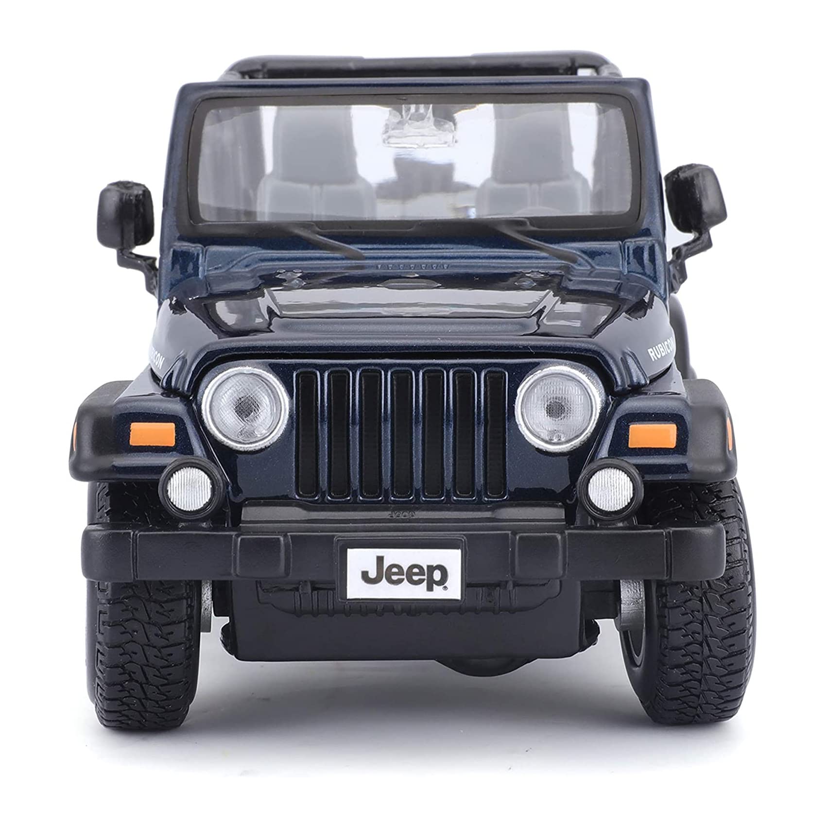 Maisto 1:27 Scale Plastic Jeep Wrangler Rubicon Diecast Model Car - Metallic Blue | Collectible Toy Vehicle for Display, Gifts & Kids Play
