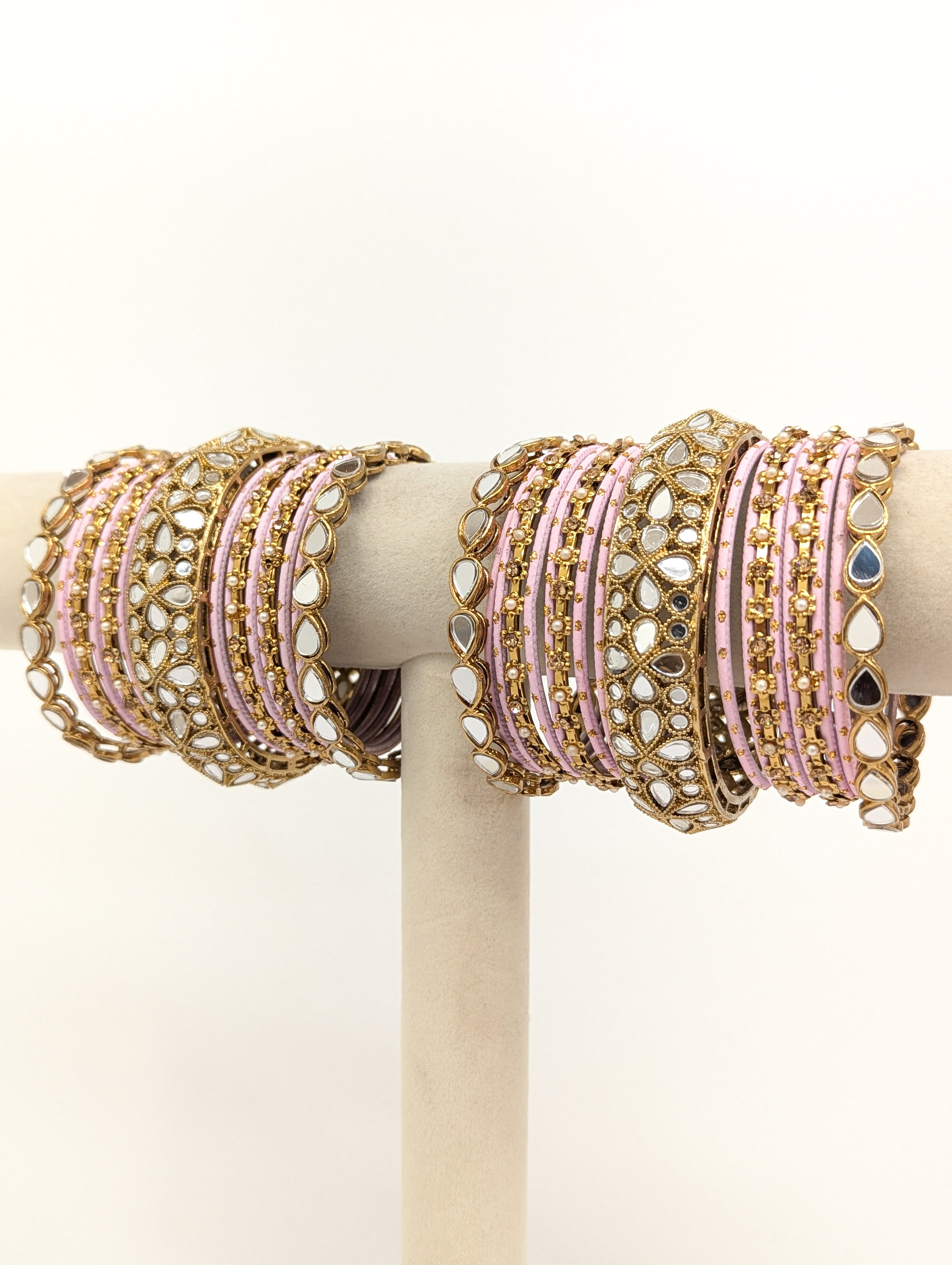 Aarushi Mirror Bangles Set of 2 - Traditional Indian Handmade Glass Bangles for Women - Perfect for Weddings, Festivals, and Ethnic Fashion Accessories