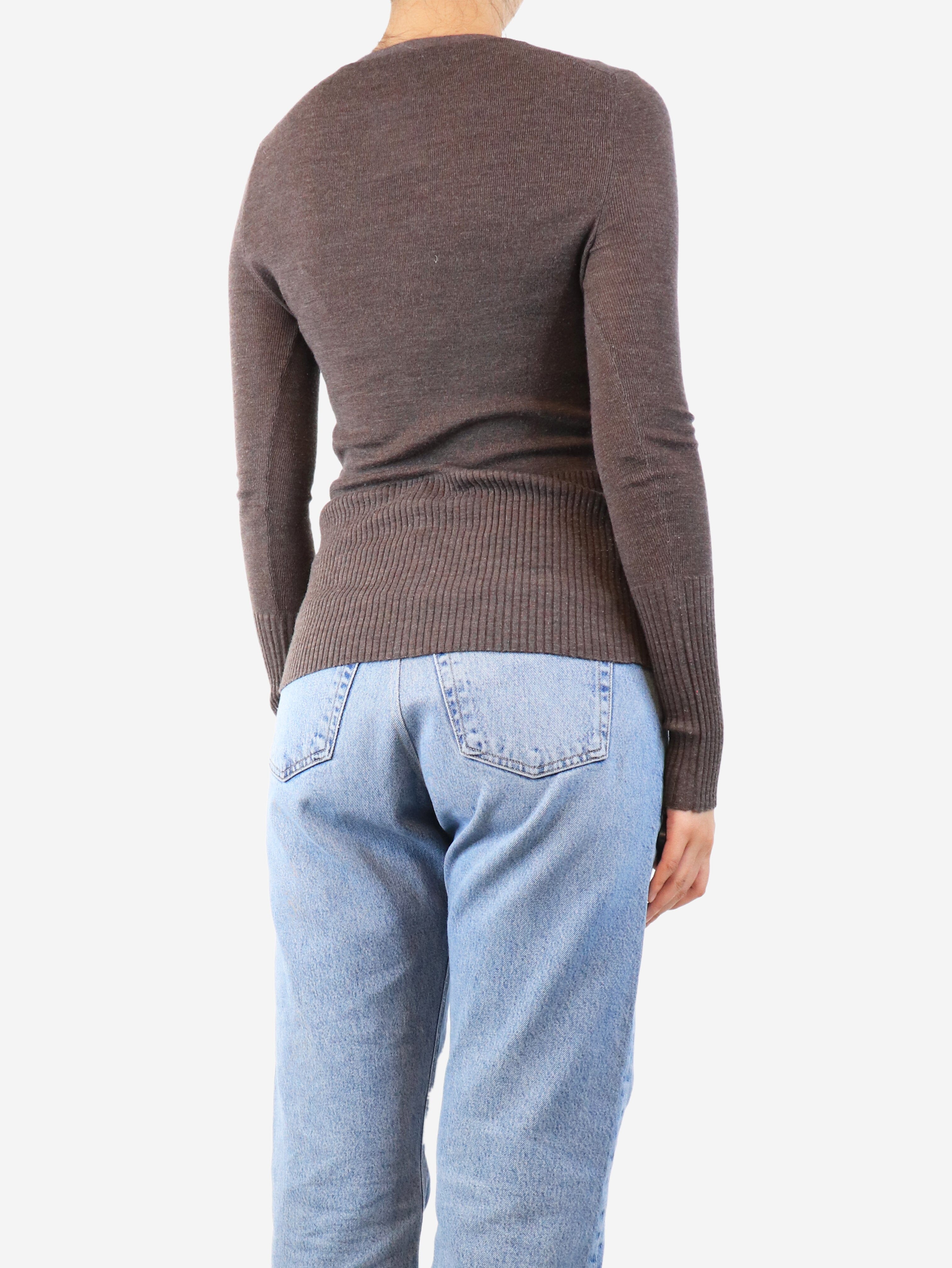 Brown Wool Cardigan for Women - Size S | Soft & Warm Winter Sweater | Perfect for Casual Outfits & Layering